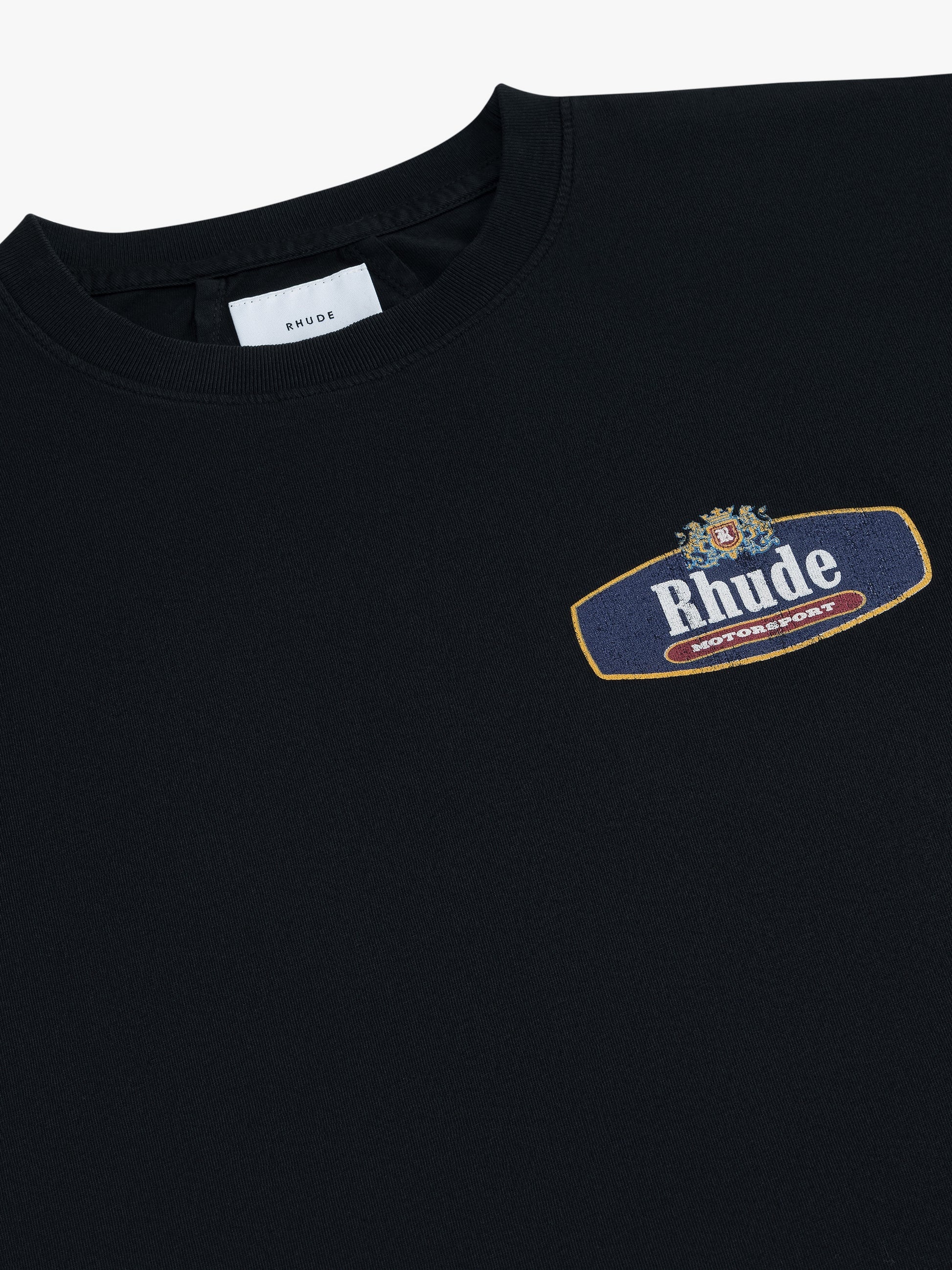 RHUDE MEN'S Racing Crest Tee VTG BLACK NWT