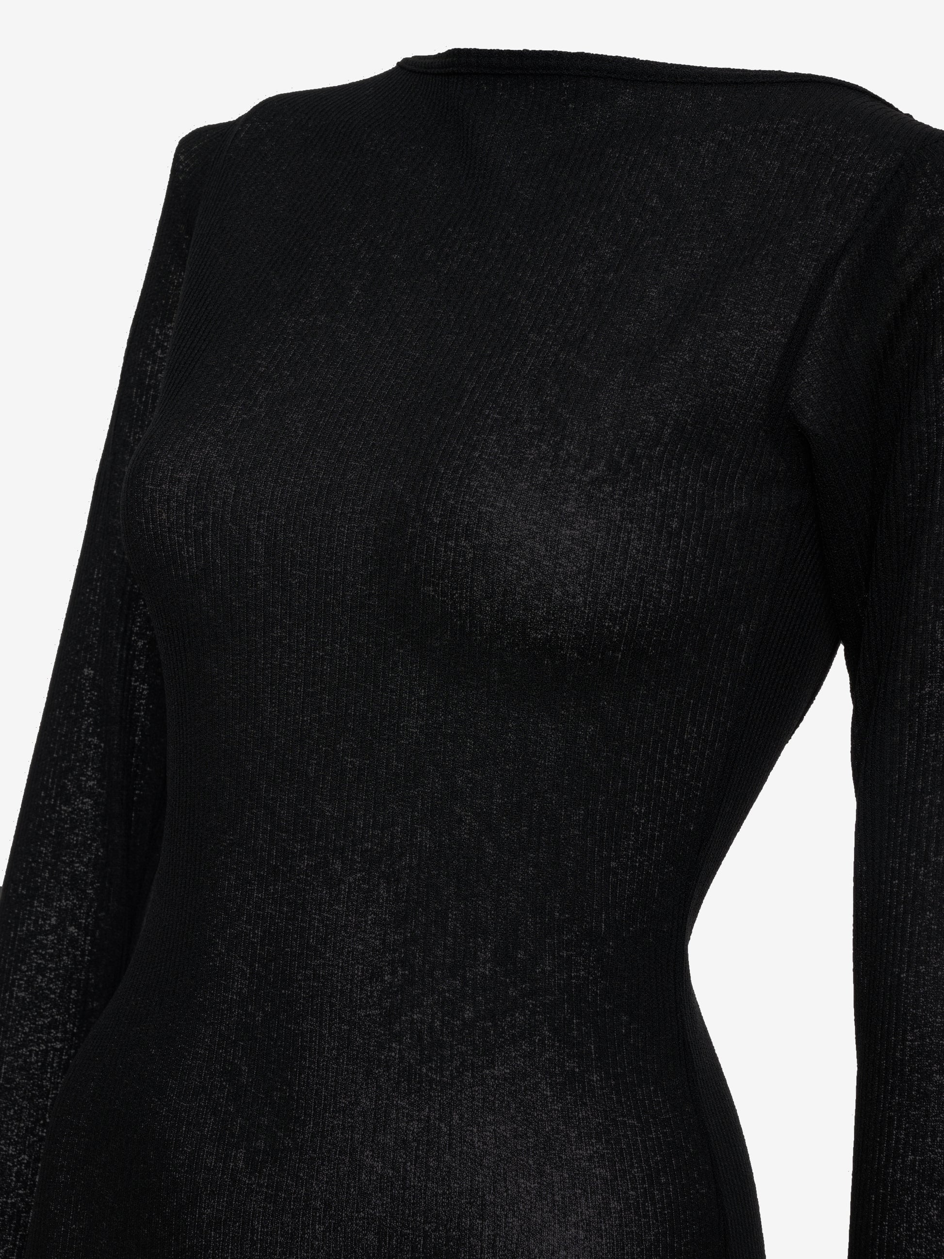 RHUDE WOMEN'S BLACK SHEER KNIT JERSEY DRESS