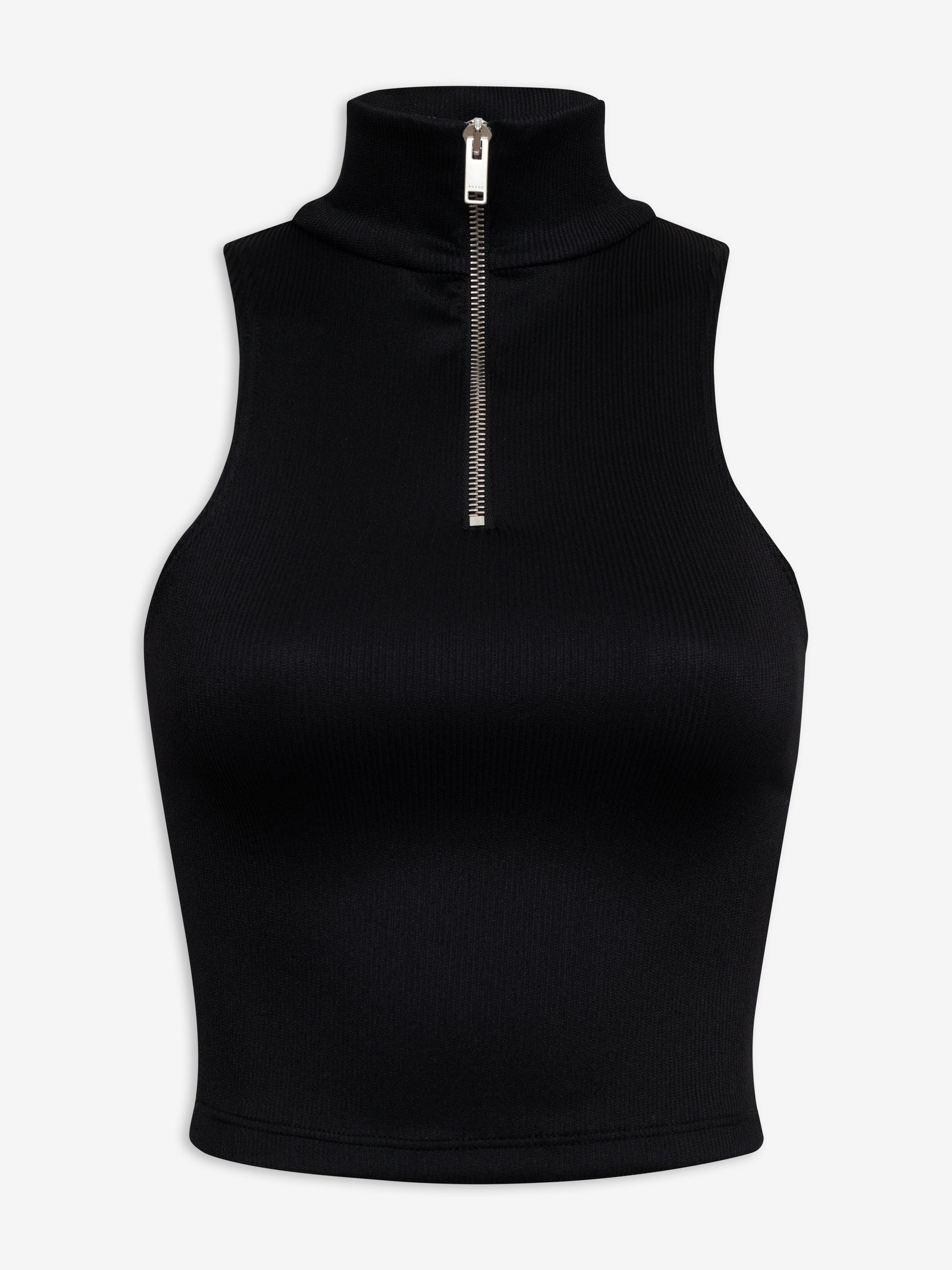 RHUDE WOMEN'S BLACK RIBBED KNIT TOP