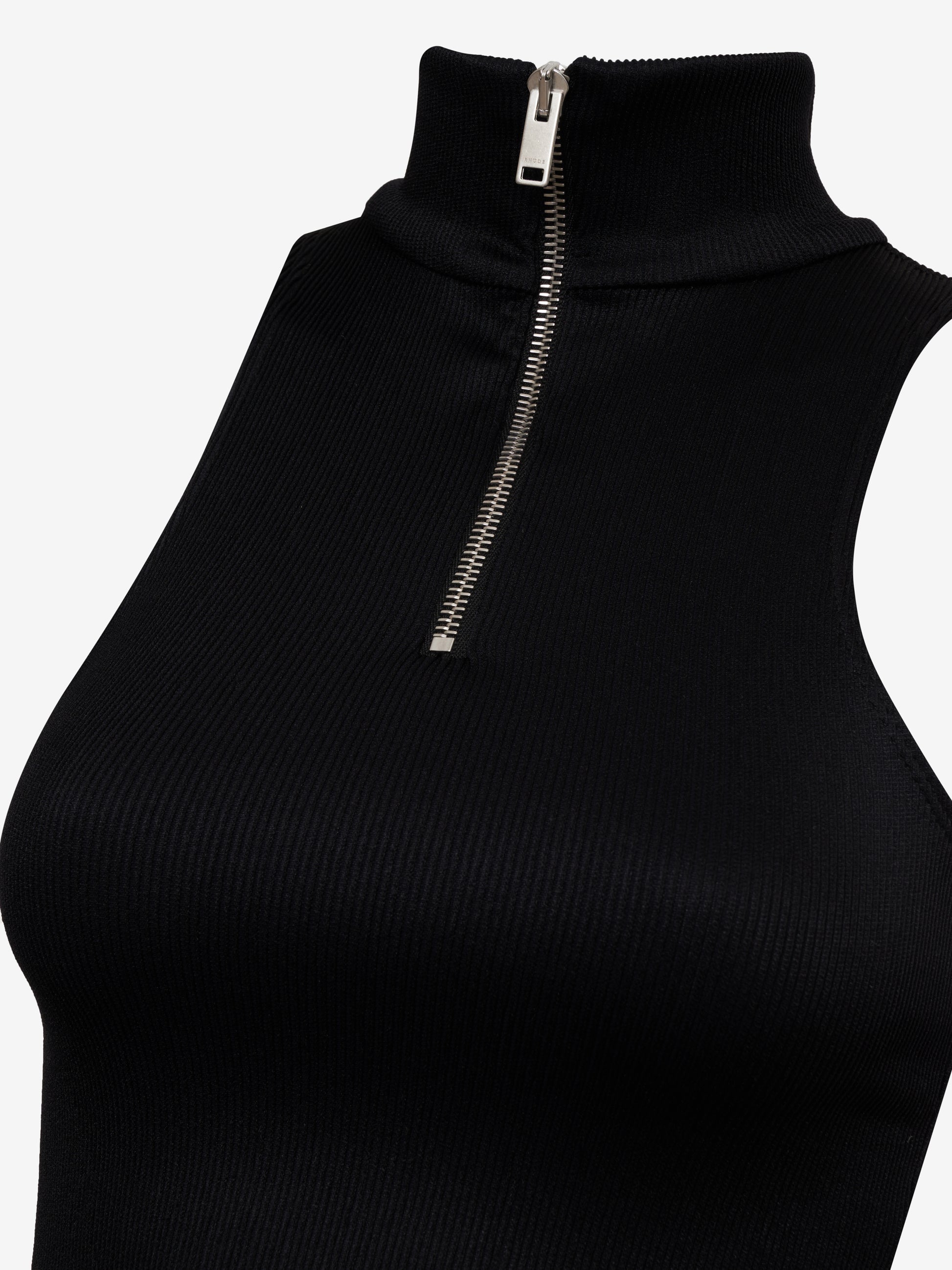 RHUDE WOMEN'S BLACK RIBBED KNIT TOP