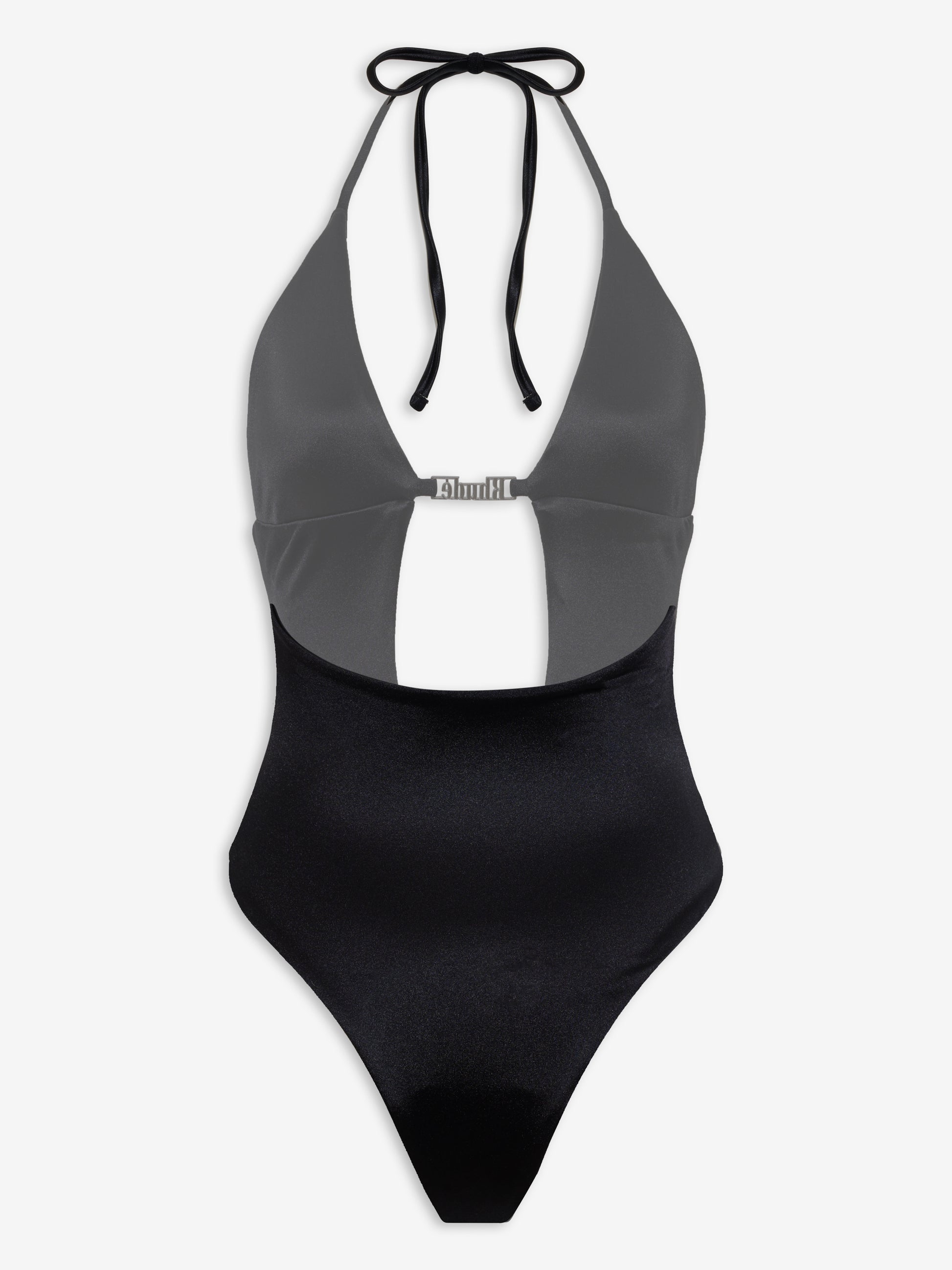 RHUDE WOMEN'S RIMINI ONE-PIECE SWIM METALLIC BLACK NWT