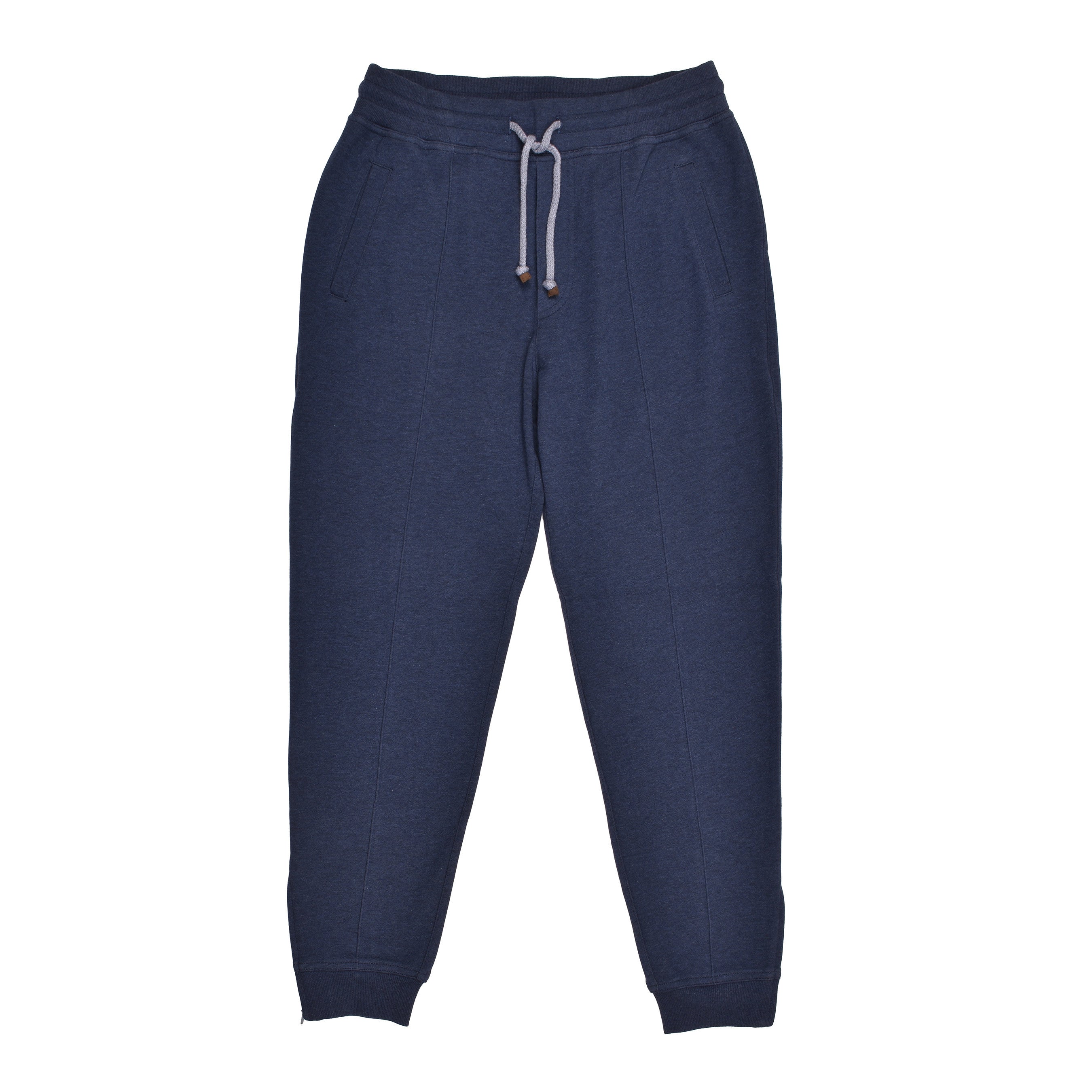 BRUNELLO CUCINELLI MEN'S NAVY COTTON TAPERED SWEATPANTS