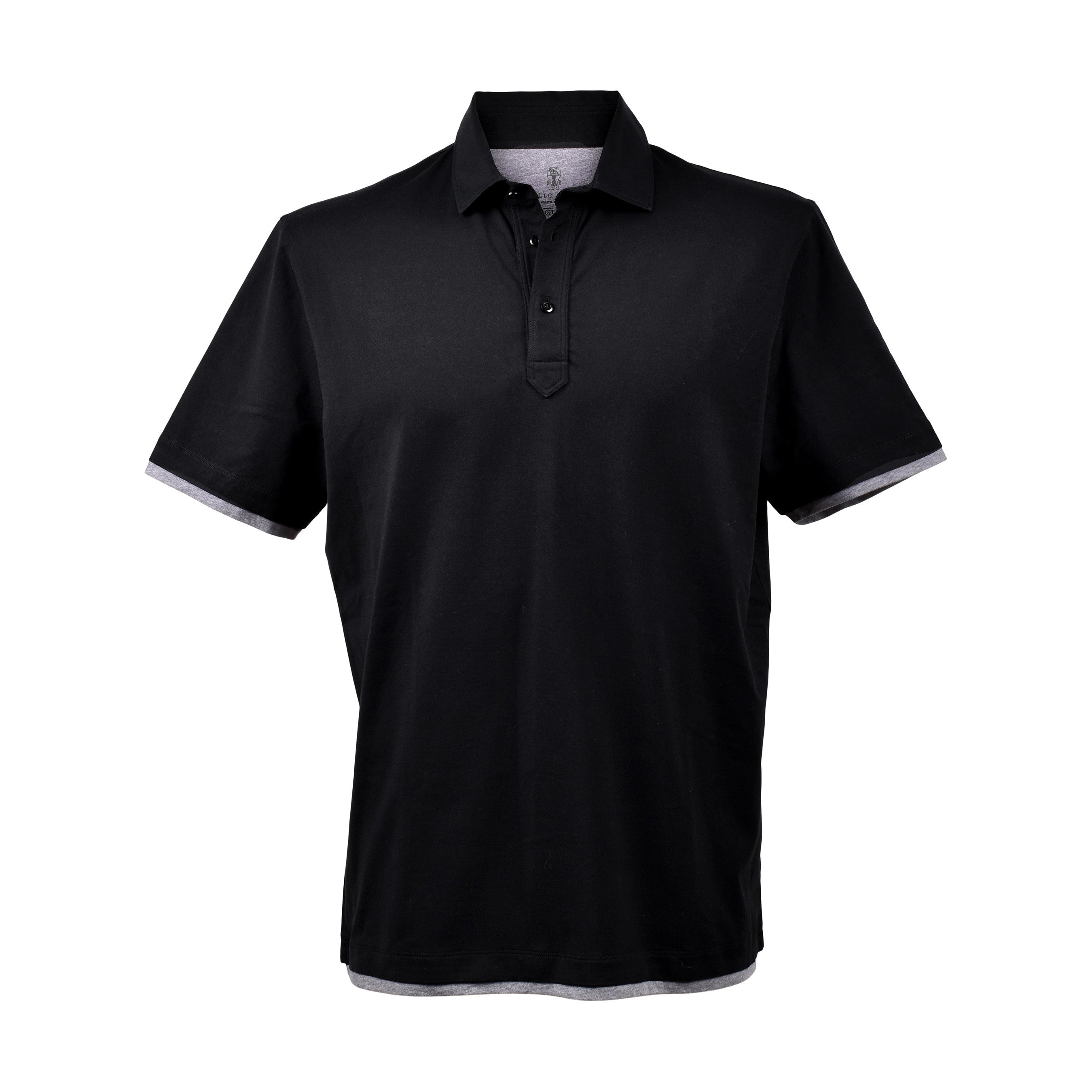 BRUNELLO CUCINELLI MEN'S 100% COTTON JET BLACK SHORT SLEEVE SHIRT