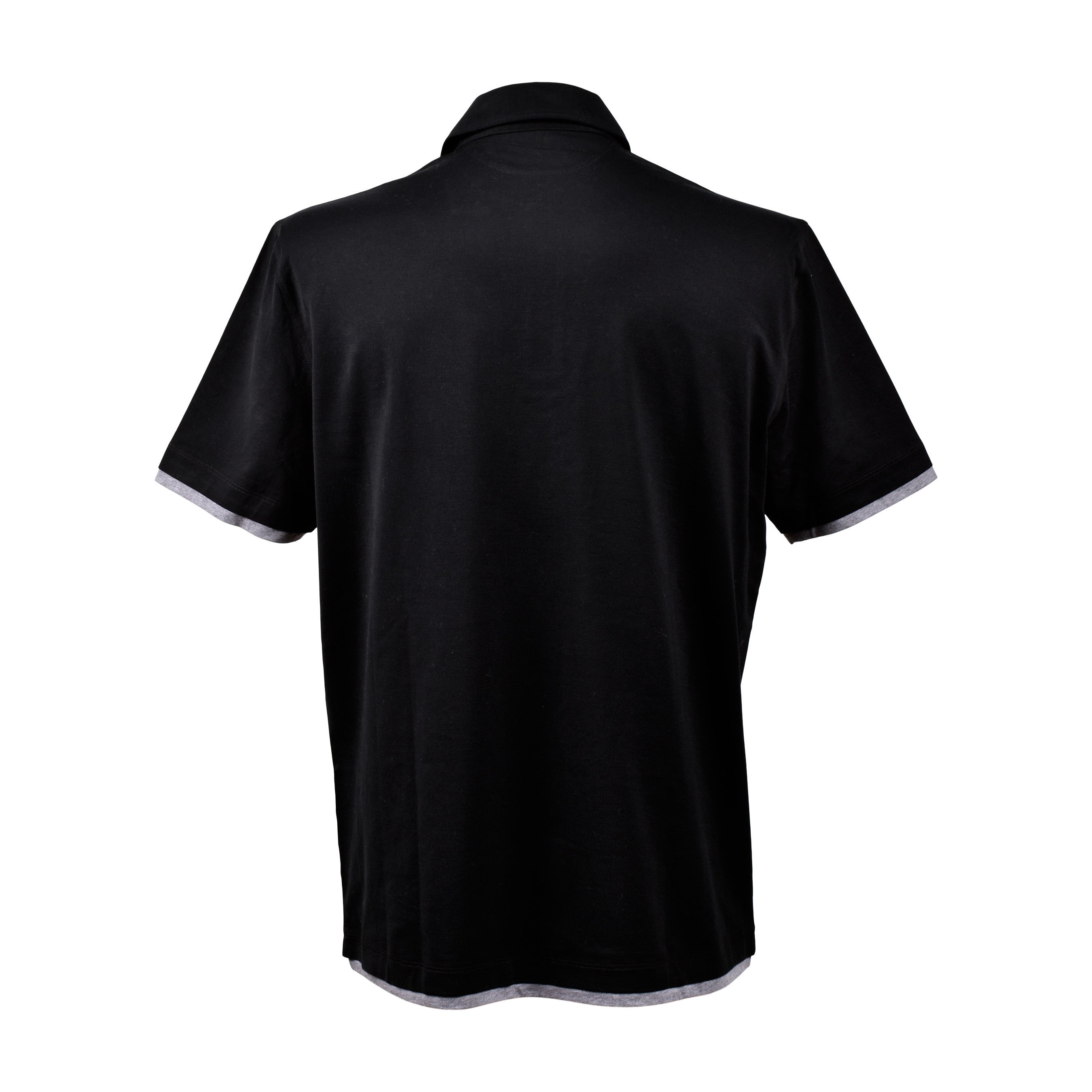 BRUNELLO CUCINELLI MEN'S 100% COTTON JET BLACK SHORT SLEEVE SHIRT