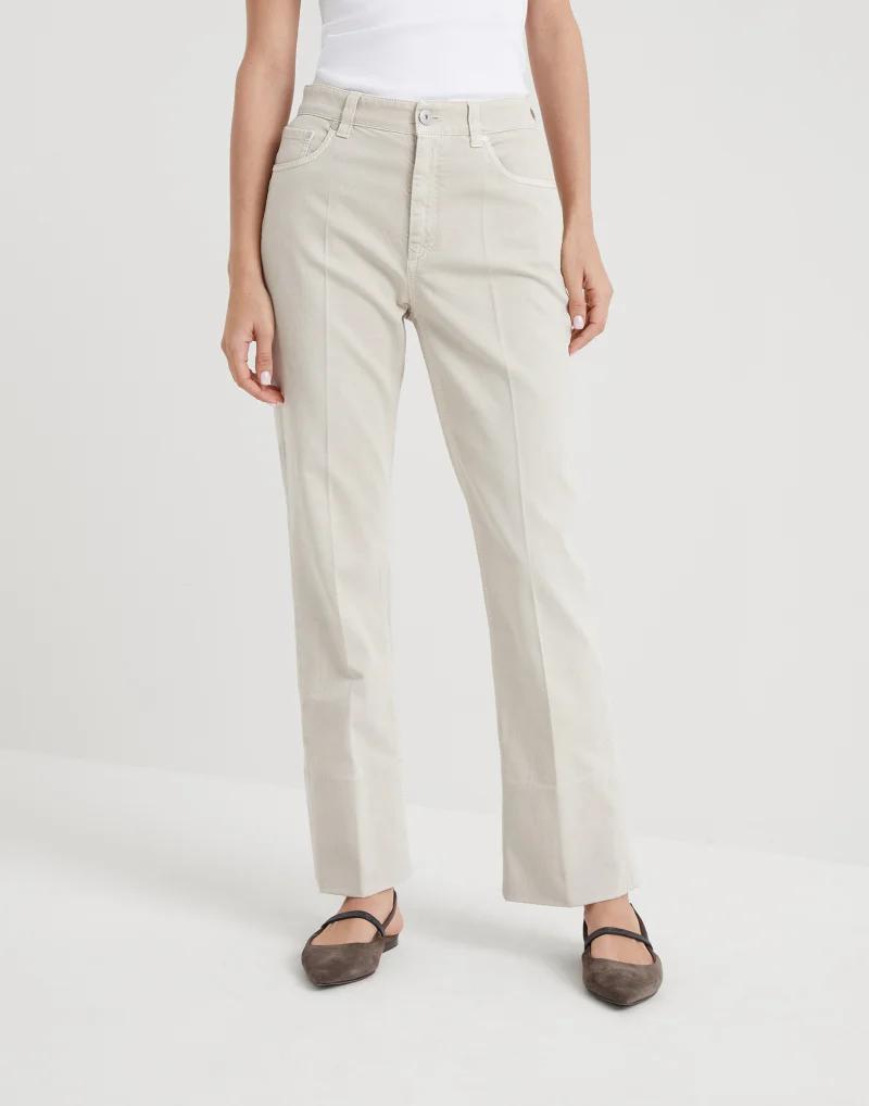 BRUNELLO CUCINELLI WOMEN'S IVORY STRAIGHT-LEG TROUSERS