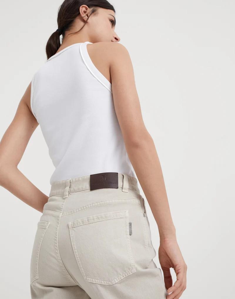 BRUNELLO CUCINELLI WOMEN'S IVORY STRAIGHT-LEG TROUSERS