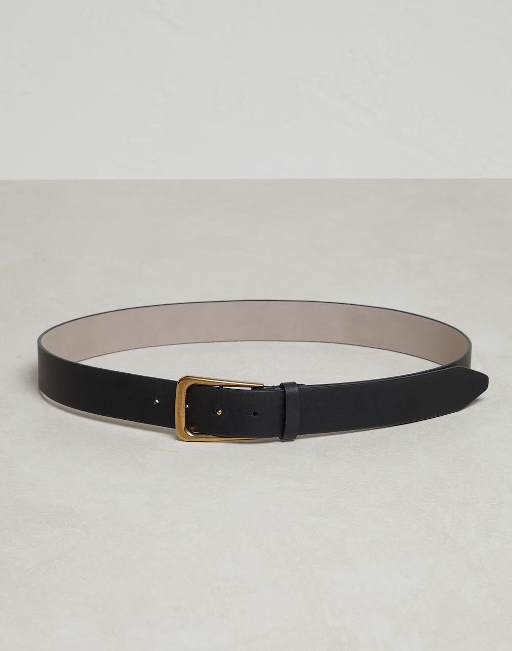 BRUNELLO CUCINELLI WOMEN'S BLACK LEATHER BELT WITH BUCKLE
