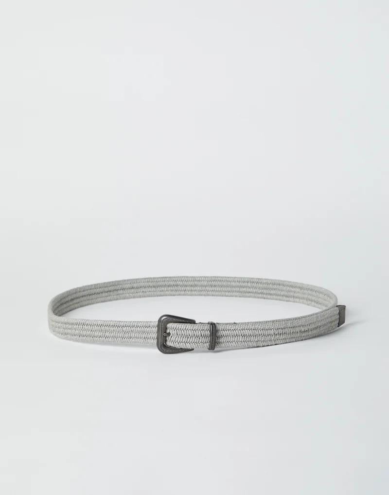 BRUNELLO CUCINELLI WOMEN'S LIGHT GRAY WOVEN BELT