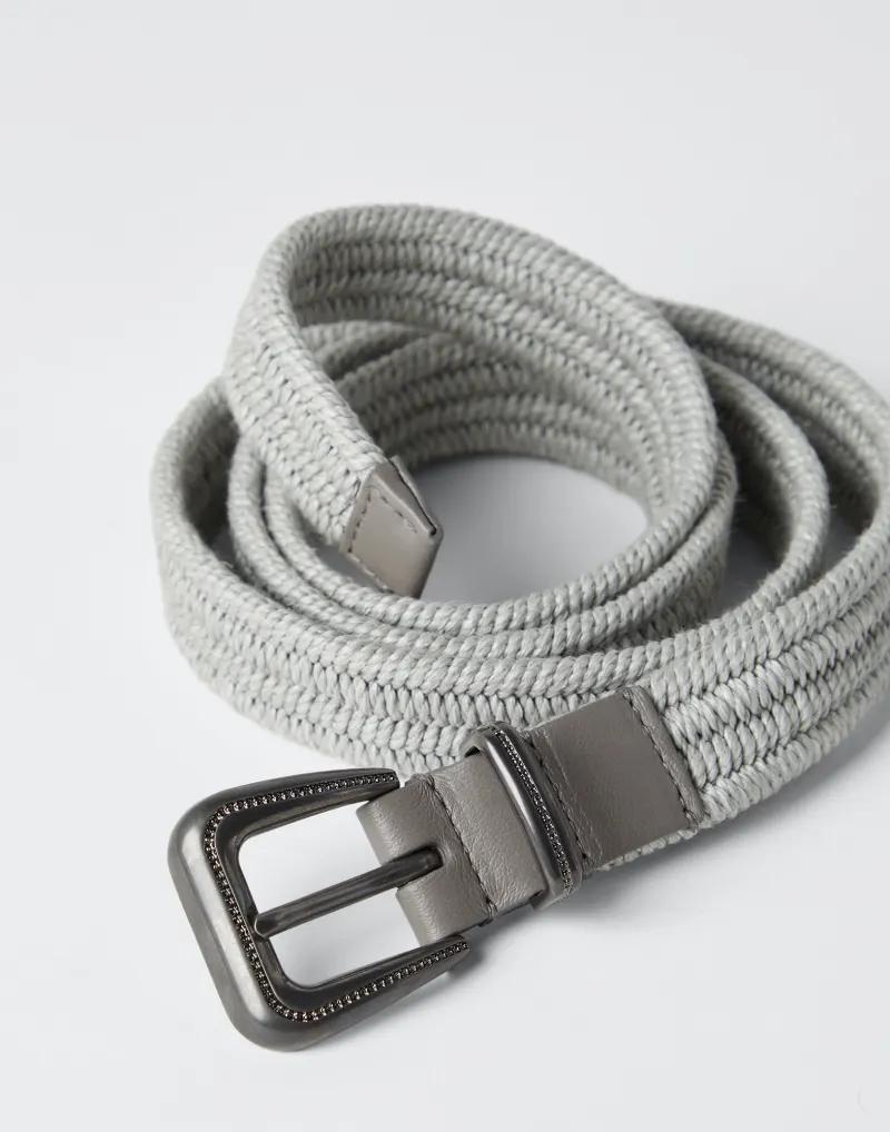 BRUNELLO CUCINELLI WOMEN'S LIGHT GRAY WOVEN BELT