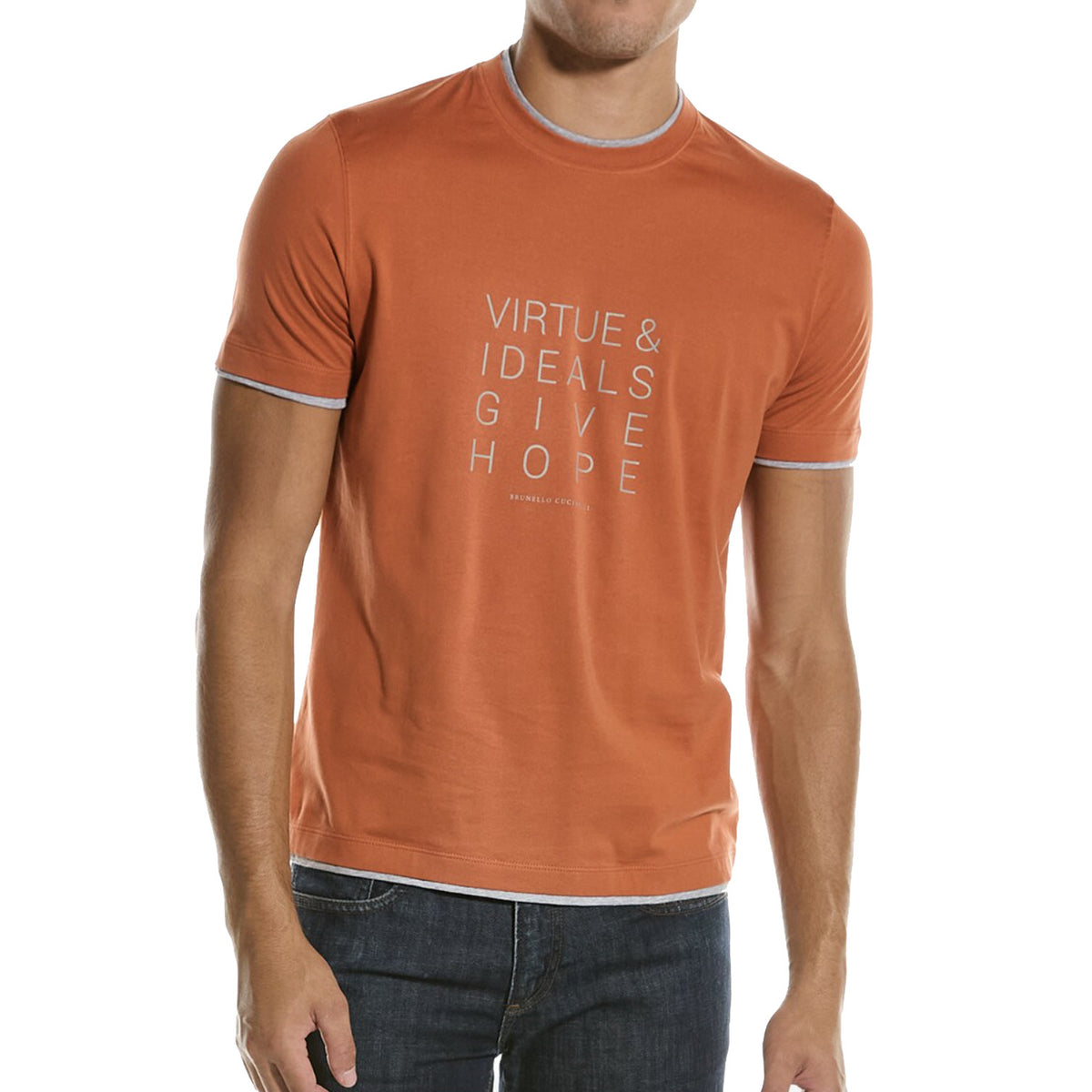 BRUNELLO CUCINELLI MEN'S ORANGE SLIM FIT SHIRT
