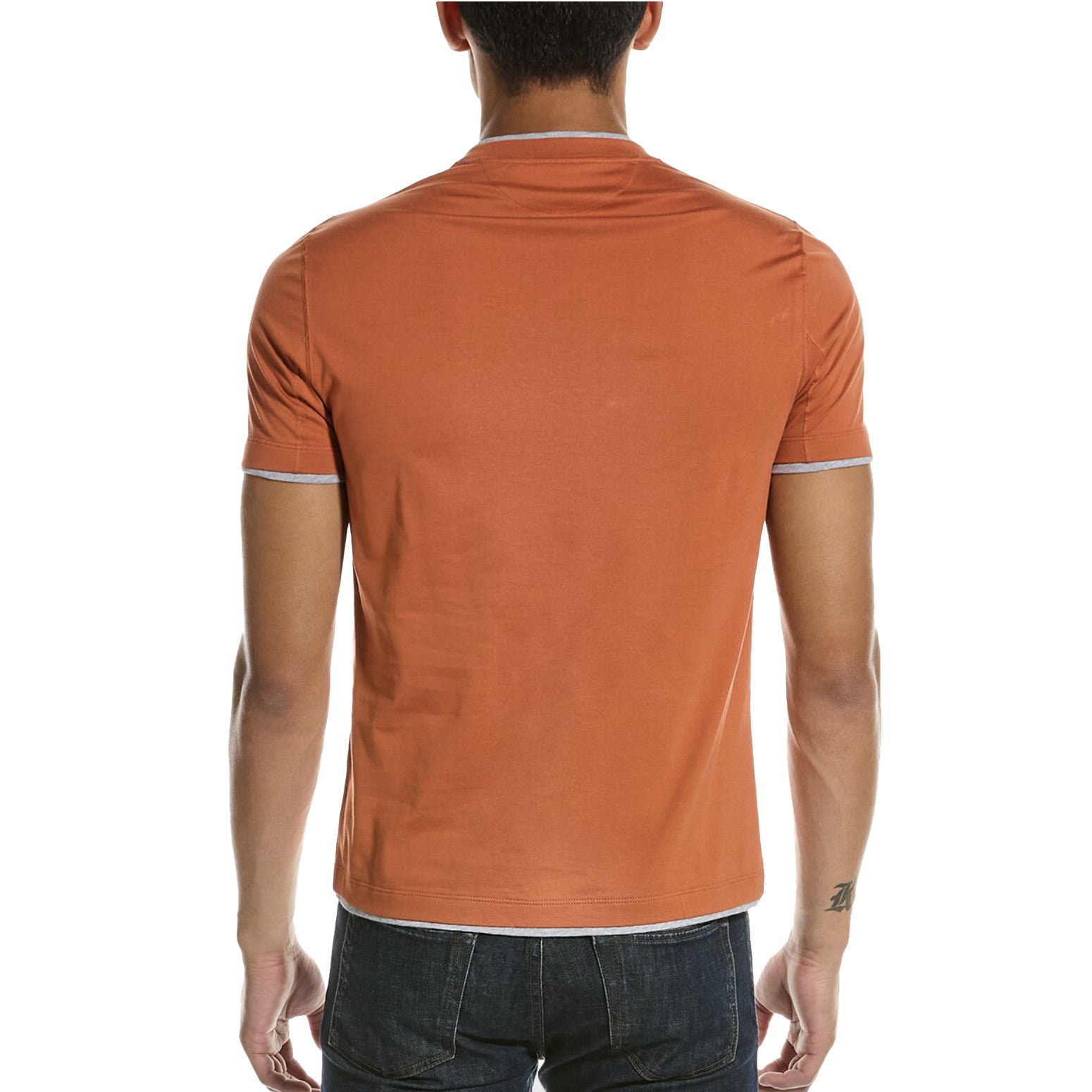 BRUNELLO CUCINELLI MEN'S ORANGE SLIM FIT SHIRT