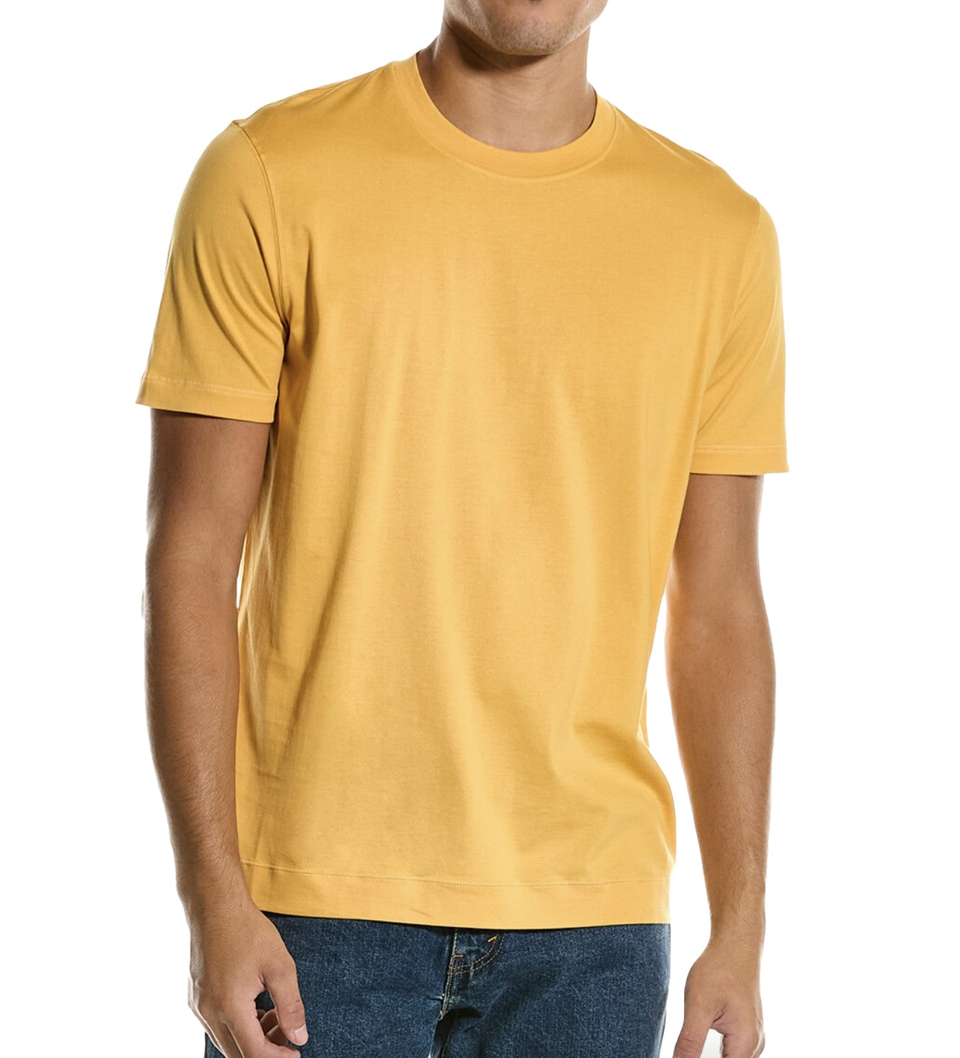 BRUNELLO CUCINELLI MEN'S YELLOW SHORT SLEEVE T-SHIRT