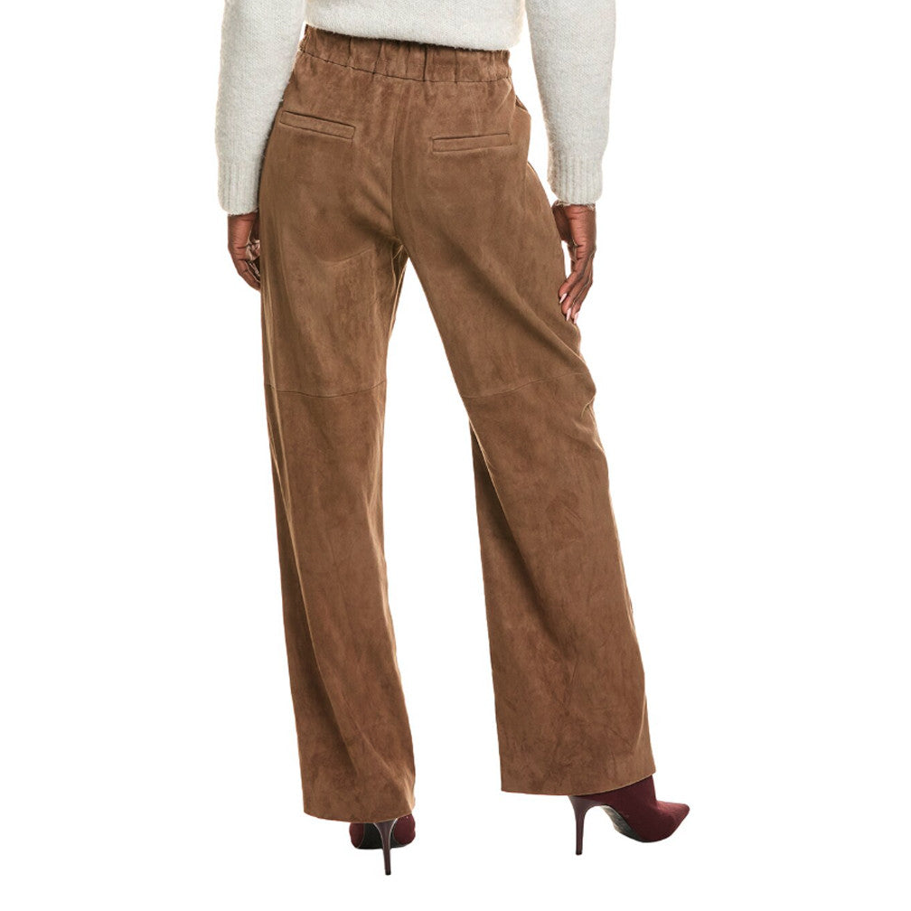 BRUNELLO CUCINELLI WOMEN'S 100% GENUINE LEATHER CASUAL PANTS/TROUSERS