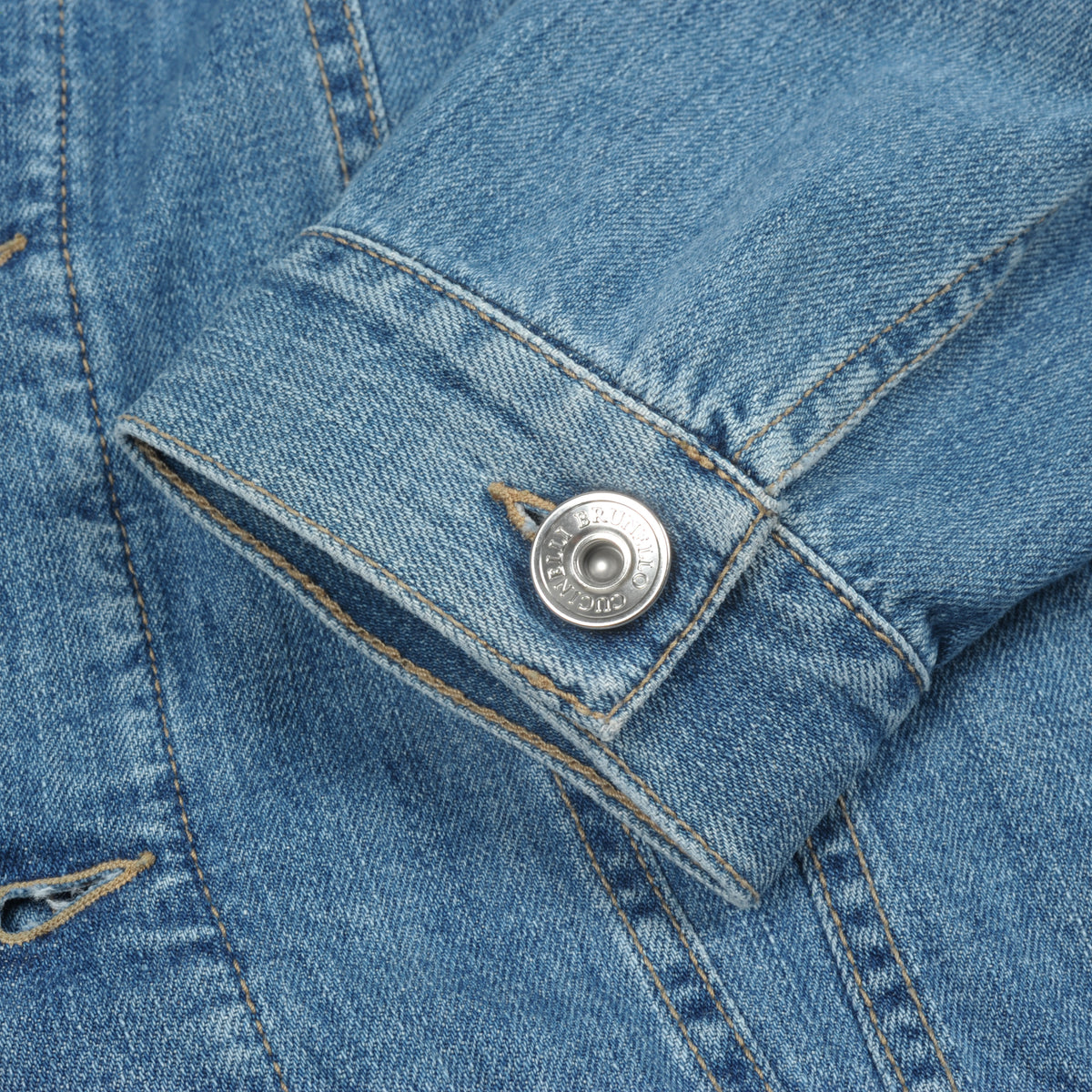 BRUNELLO CUCINELLI MEN'S LIGHT DENIM JACKET
