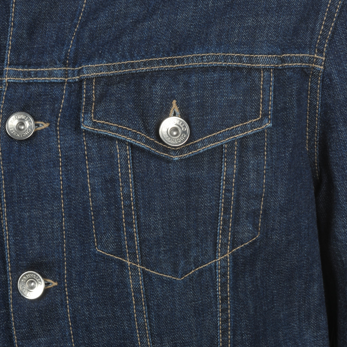 BRUNELLO CUCINELLI MEN'S DARK SOLID DENIM JACKET