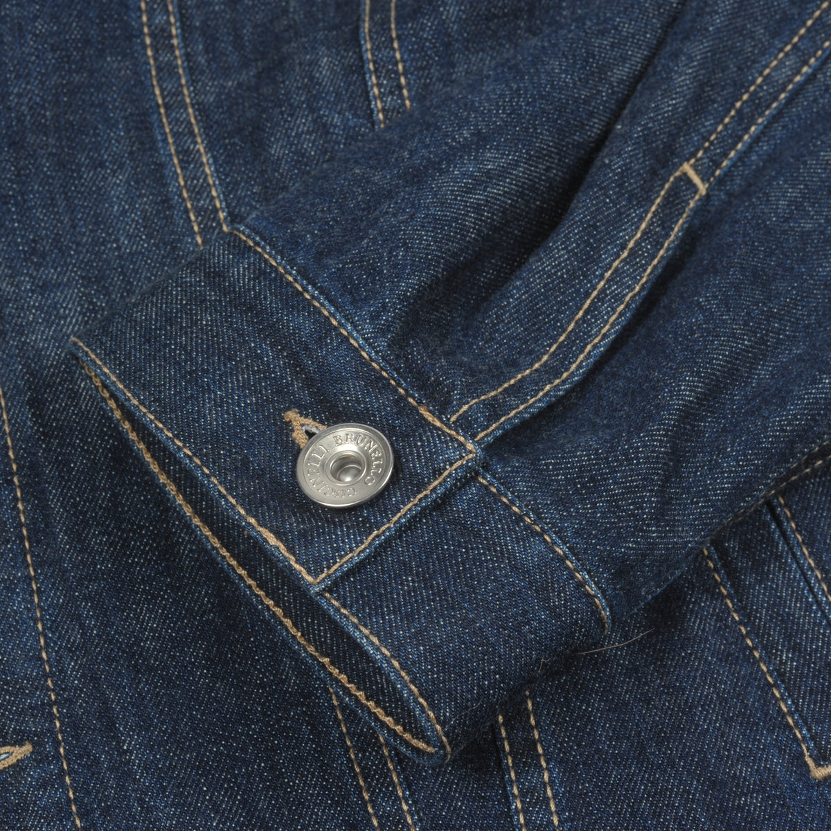 BRUNELLO CUCINELLI MEN'S DARK SOLID DENIM JACKET