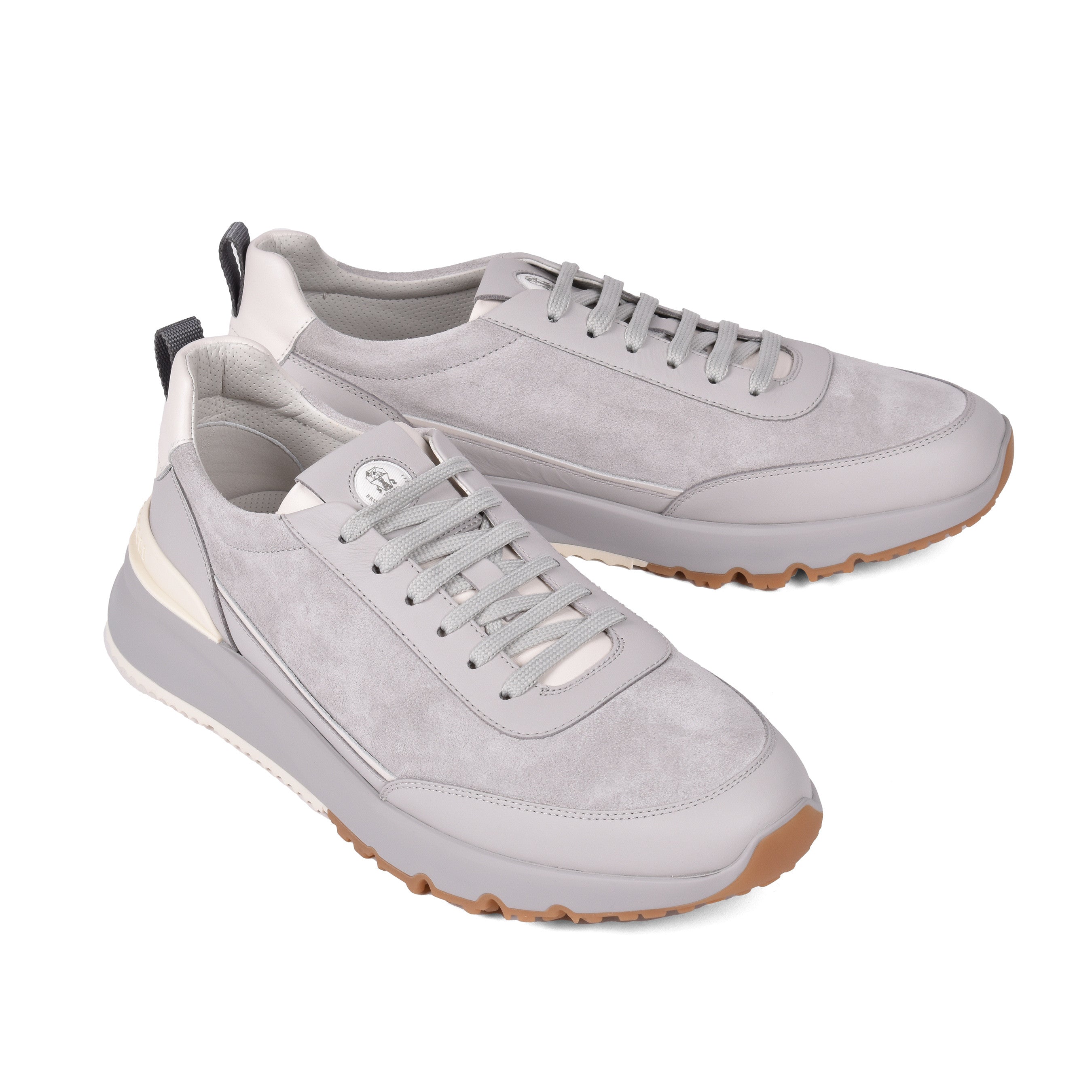 BRUNELLO CUCINELLI MEN'S 100% LEATHER TWO TONE FASHION RUNNER SNEAKER SHOE NEW