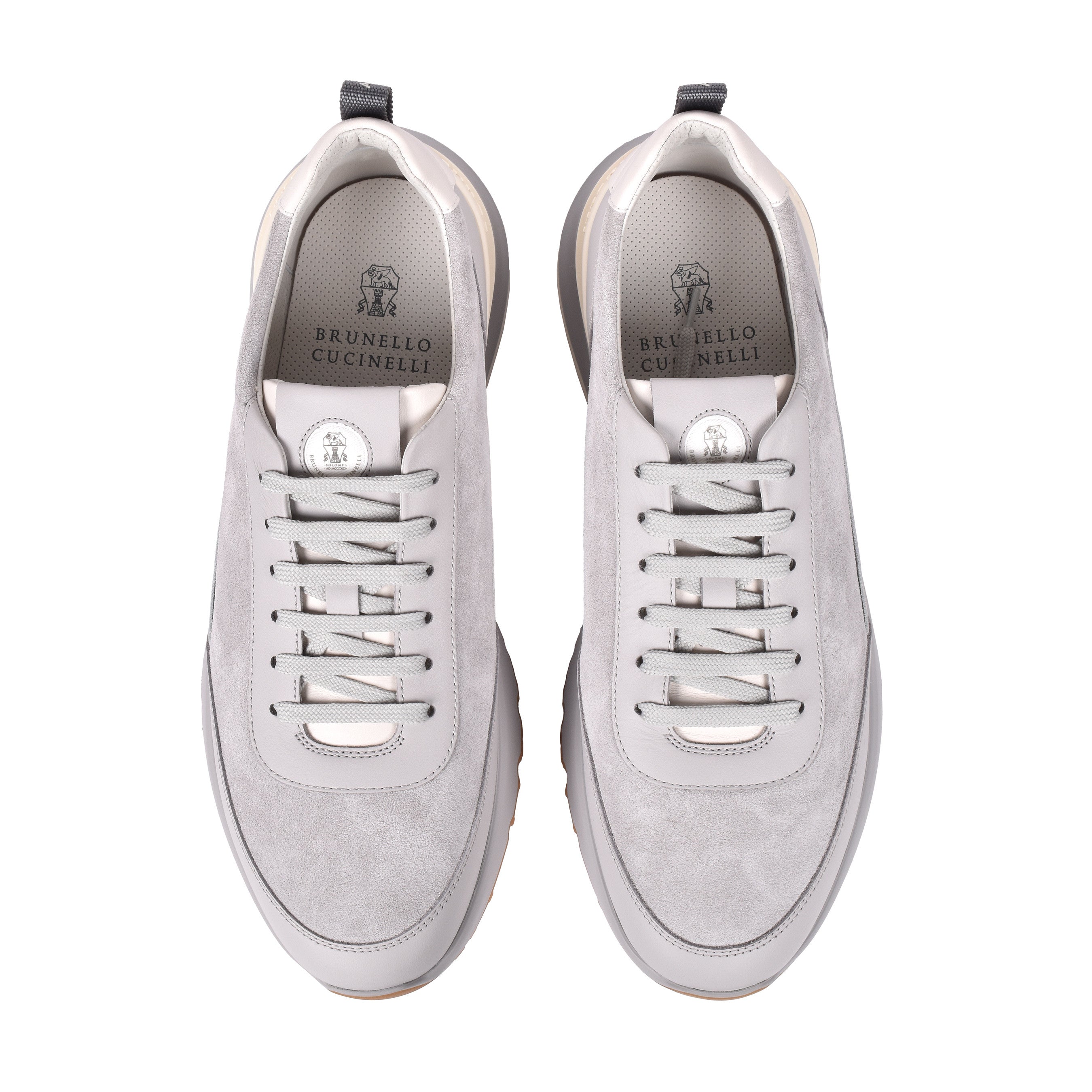 BRUNELLO CUCINELLI MEN'S 100% LEATHER TWO TONE FASHION RUNNER SNEAKER SHOE NEW