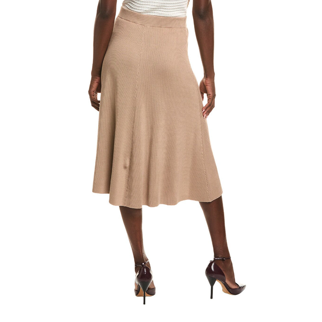 BRUNELLO CUCINELLI WOMEN'S MOCHA RIBBED COTTON A LINE SKIRT