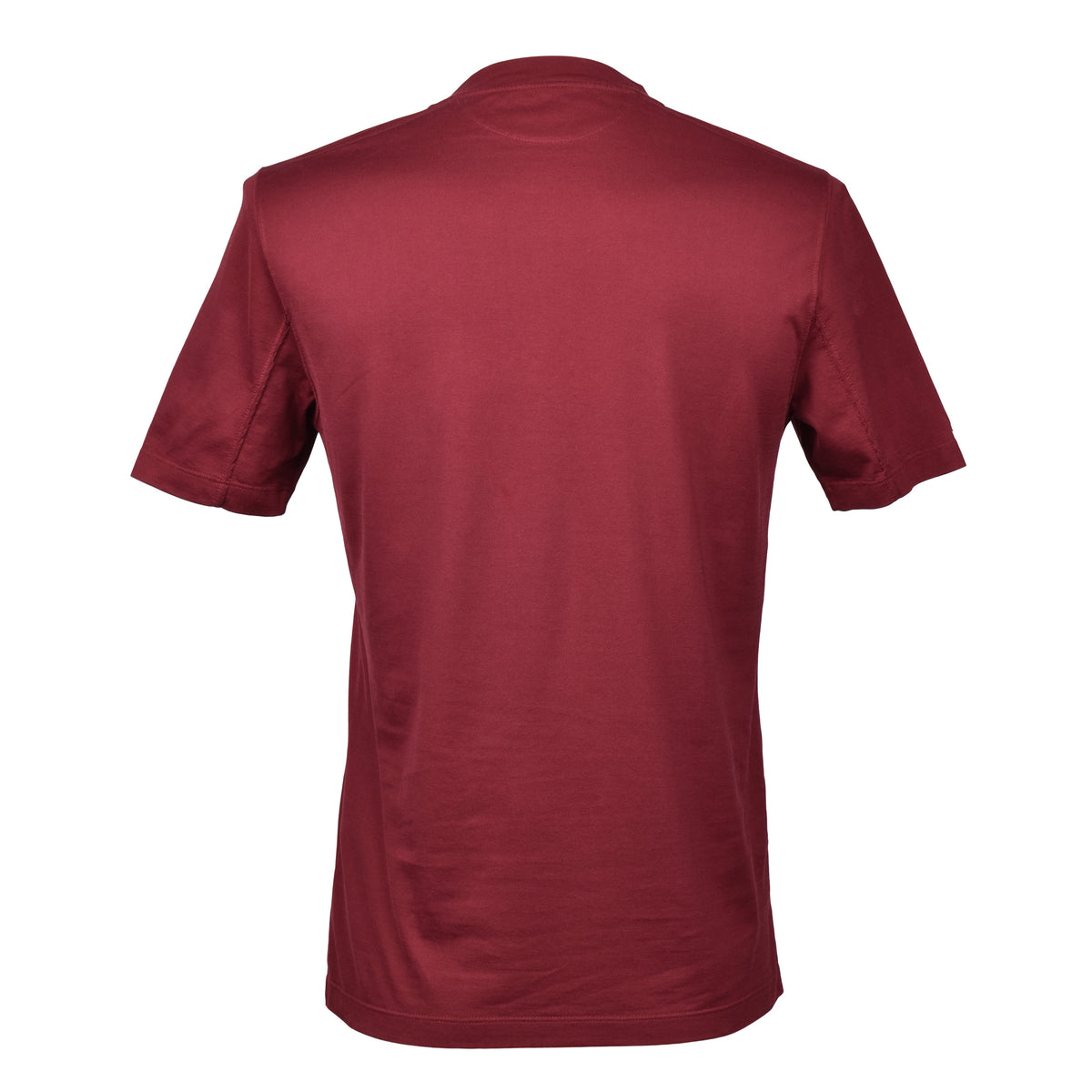 BRUNELLO CUCINELLI MEN'S BURGUNDY CREW NECK LOGO T-SHIRT