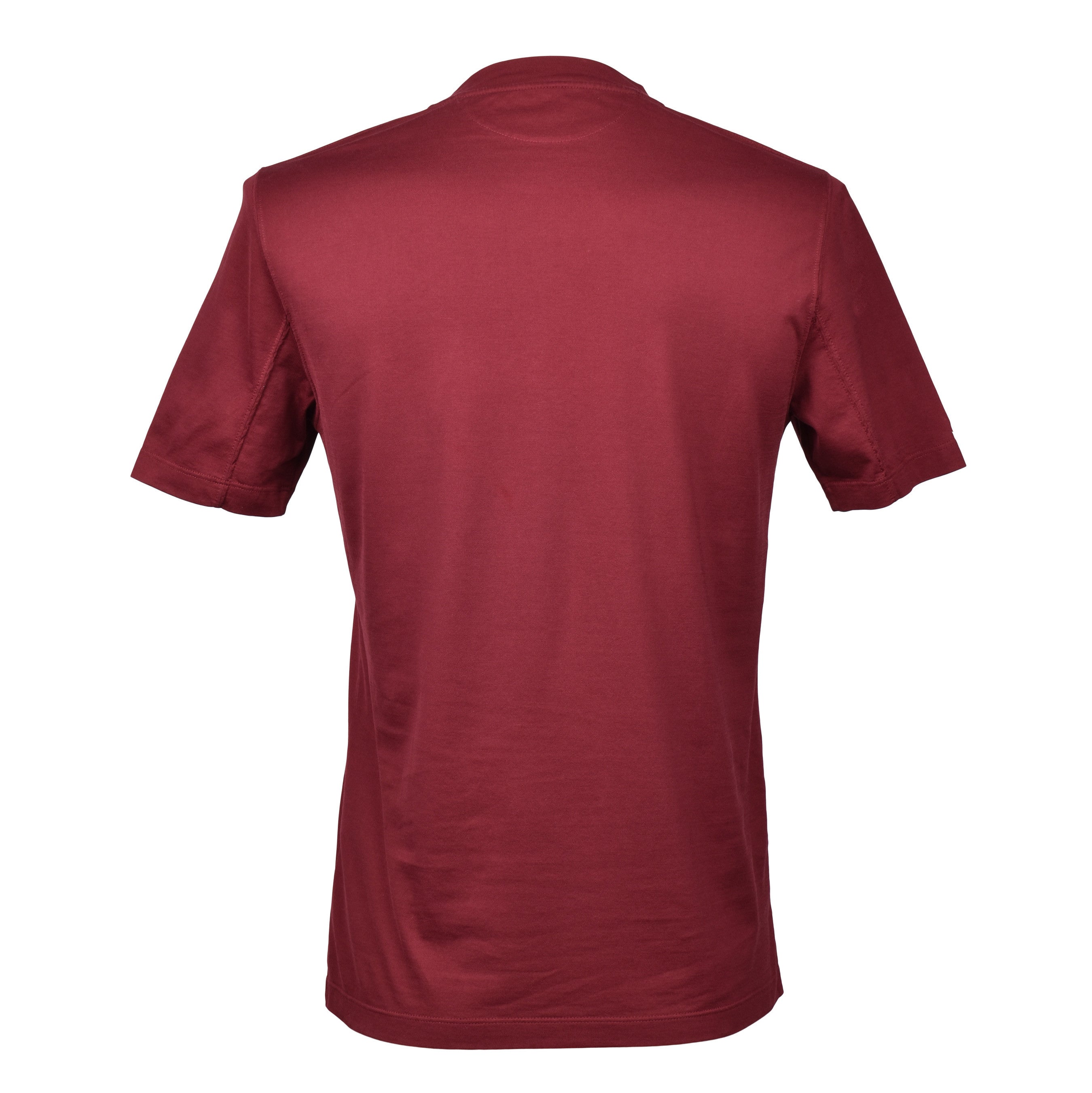 BRUNELLO CUCINELLI MEN'S BURGUNDY CREW NECK LOGO T-SHIRT