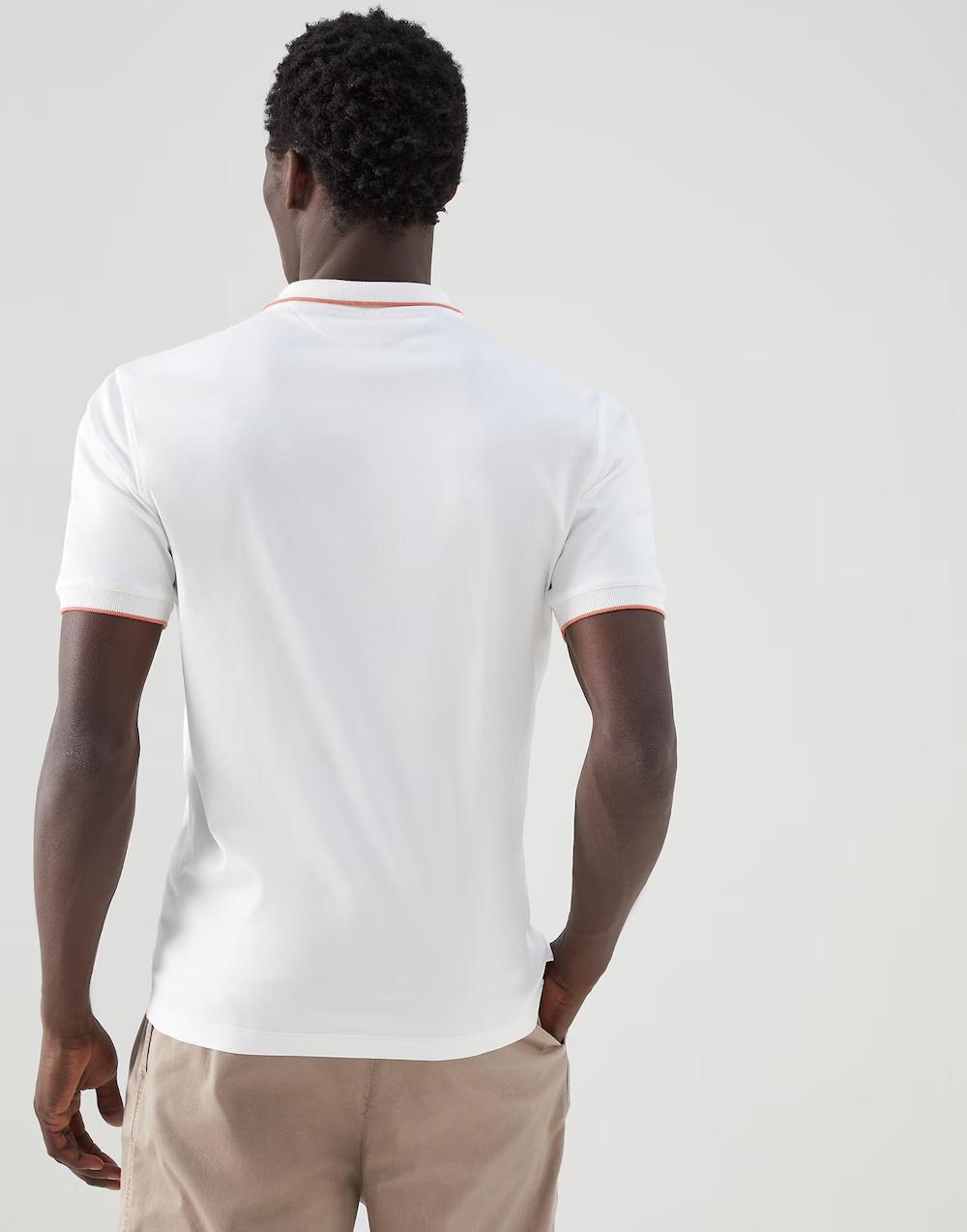 BRUNELLO CUCINELLI MEN'S OFF-WHITE POLO SHIRT WITH EMBROIDERY
