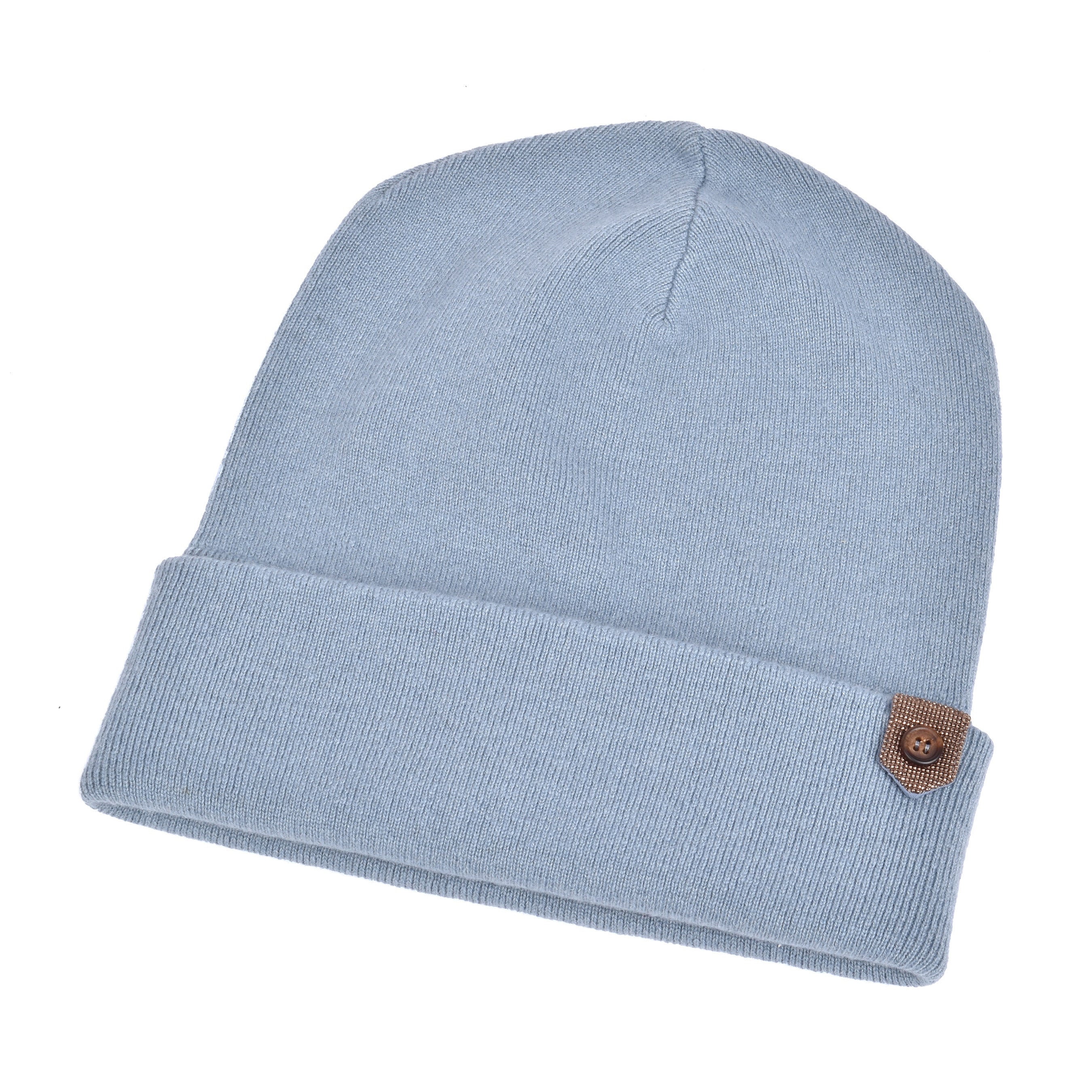 BRUNELLO CUCINELLI WOMEN'S SKY BLUE CASHMERE BEANIE HAT