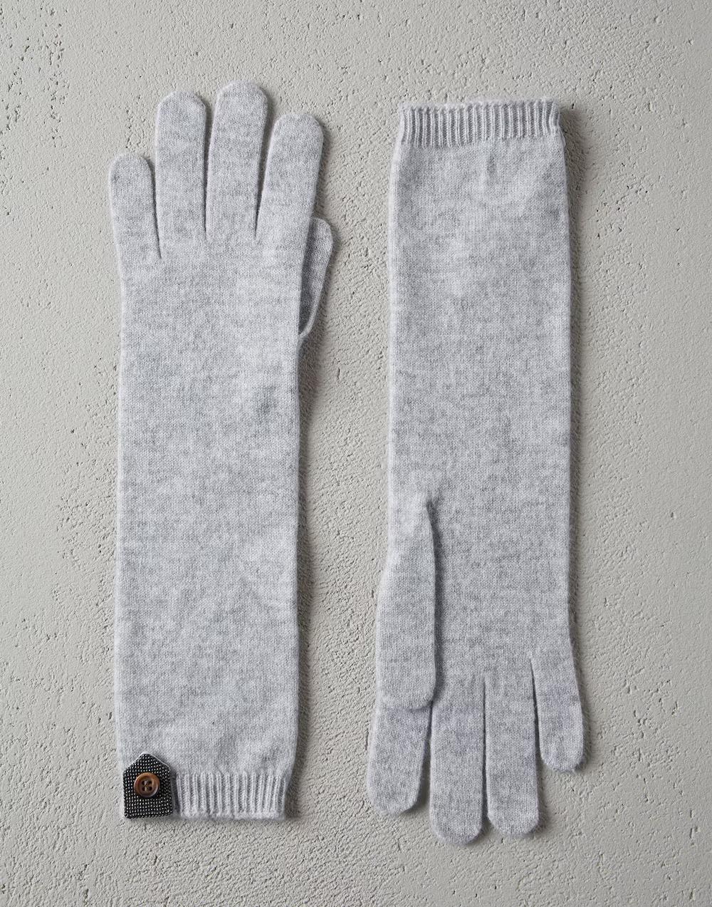 BRUNELLO CUCINELLI WOMEN'S LIGHT GREY CASHMERE GLOVES