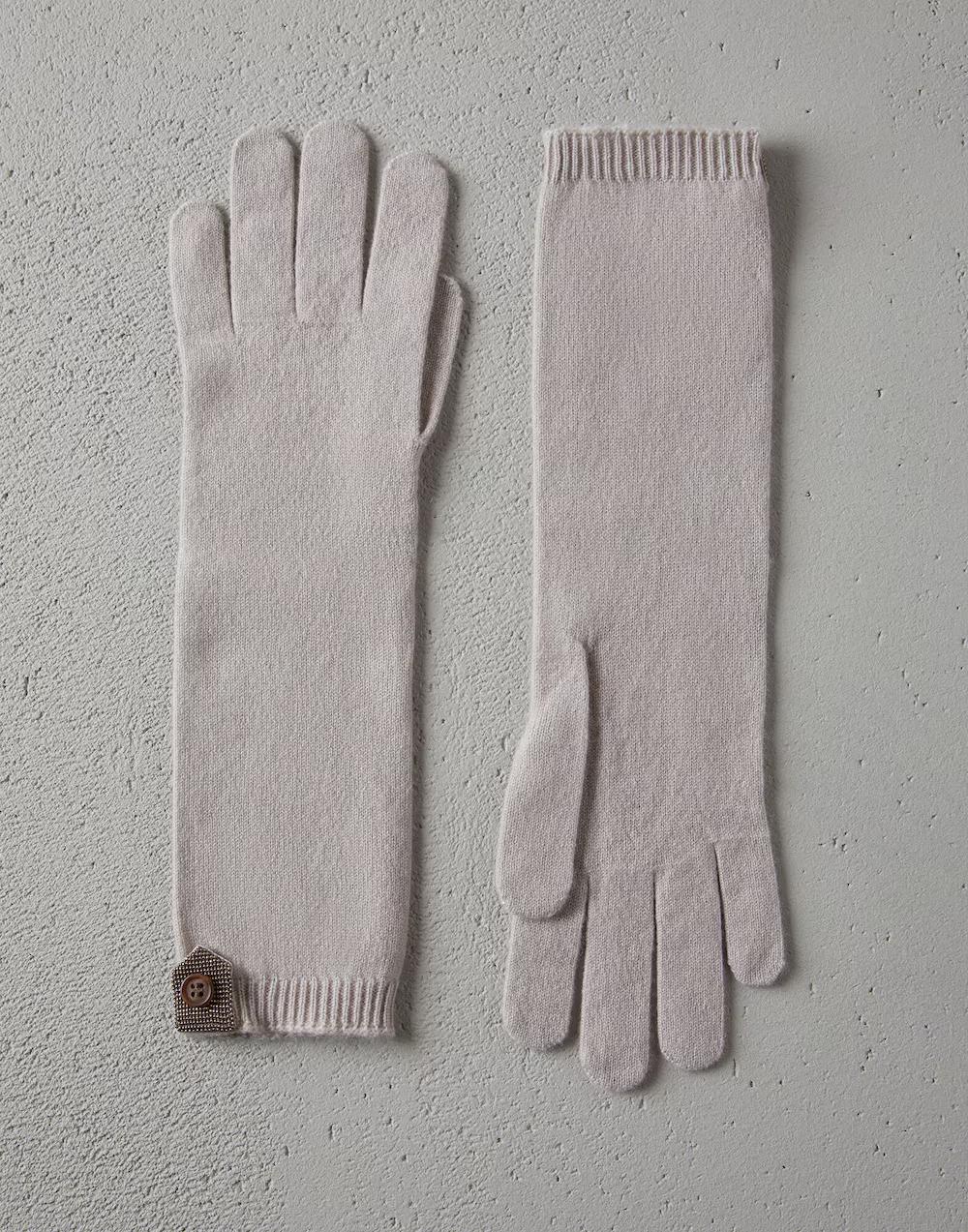 BRUNELLO CUCINELLI WOMEN'S PALE WOOL LONG GLOVES