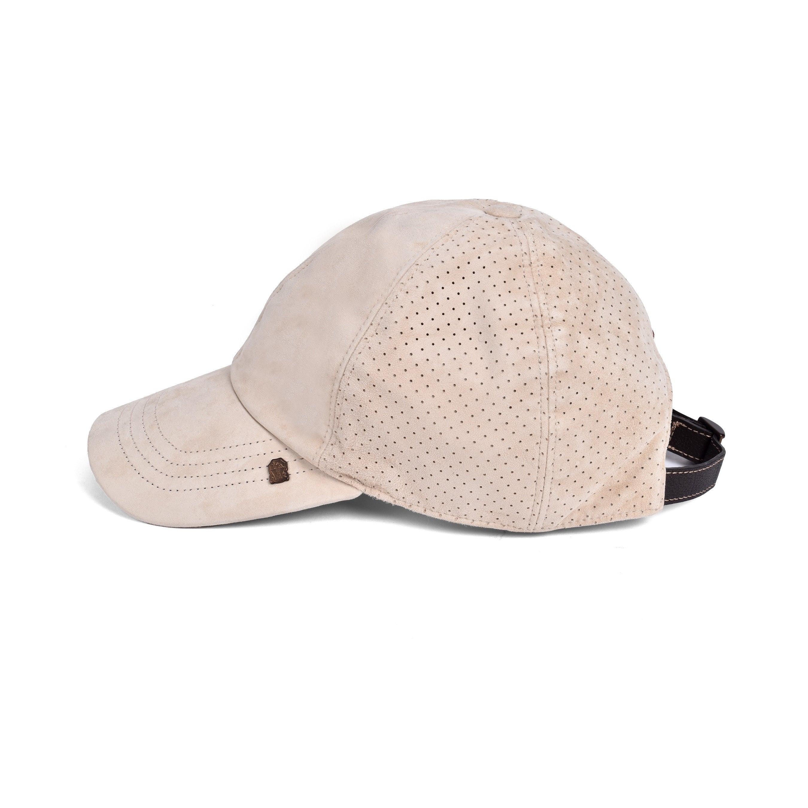 BRUNELLO CUCINELLI MEN'S 100% LEATHER SUEDE LOG BASEBALL HAT /CAP
