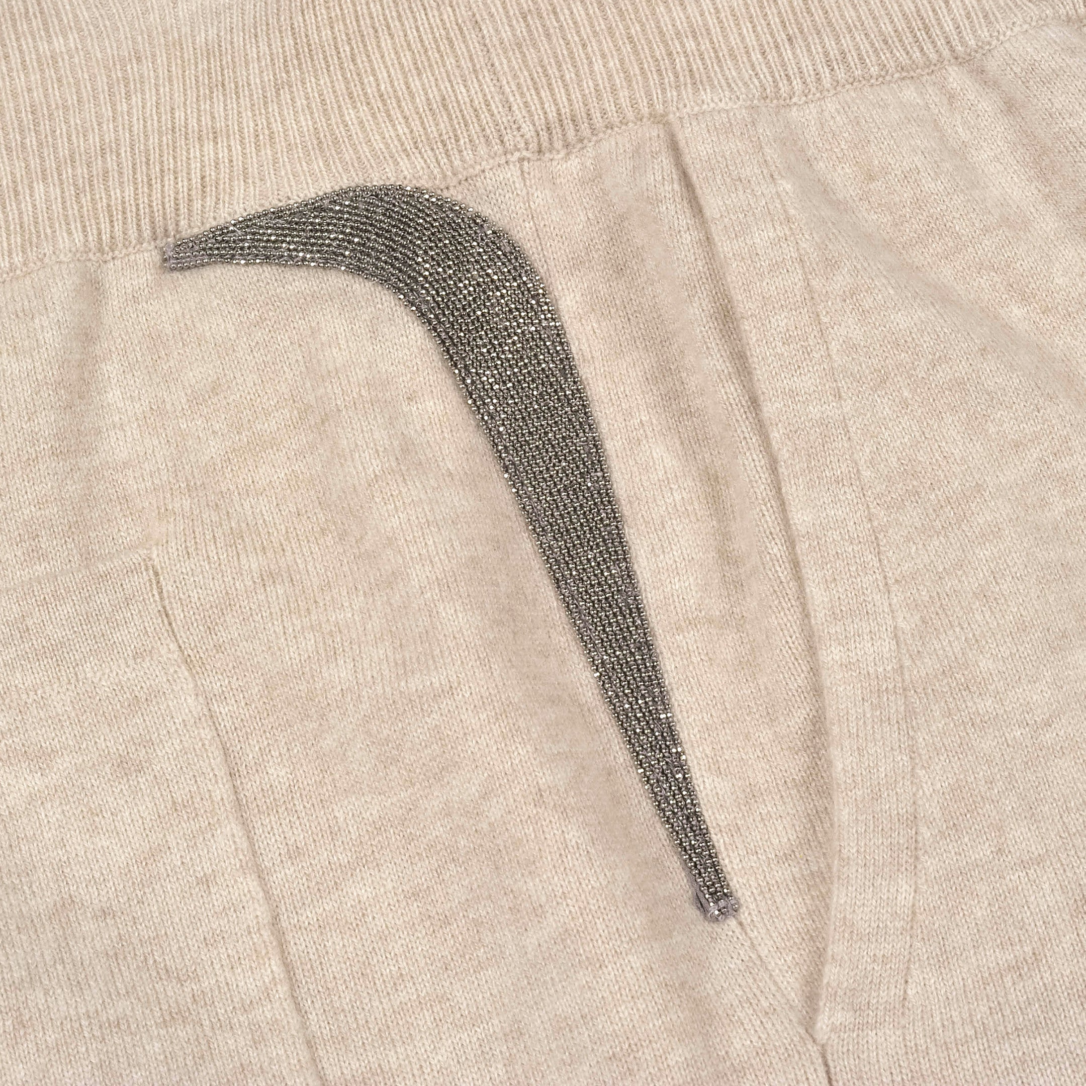 BRUNELLO CUCINELLI WOMEN'S 100% CASHMERE MONILI BEAD LINED BERMUDA STYLE SHORTS