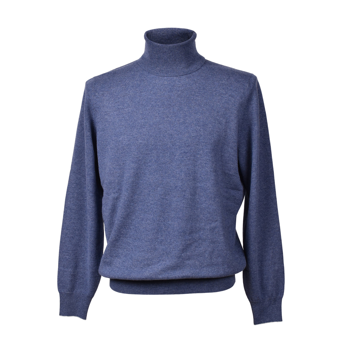 BRUNELLO CUCINELLI MEN'S BLUE CASHMERE TURTLENECK SWEATER