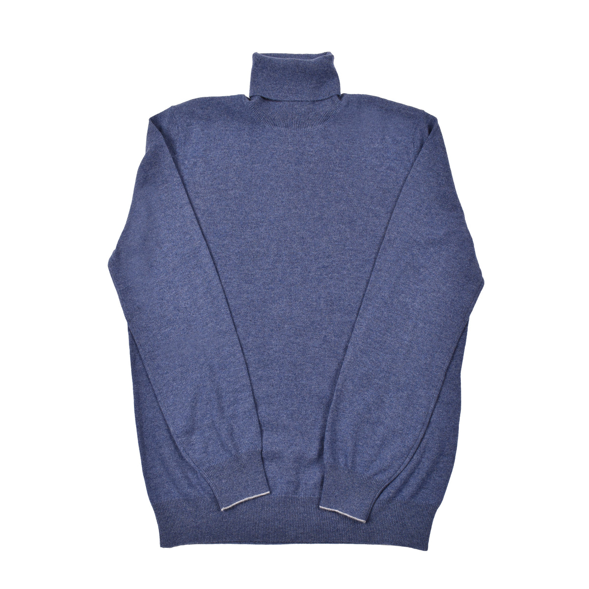 BRUNELLO CUCINELLI MEN'S BLUE CASHMERE TURTLENECK SWEATER