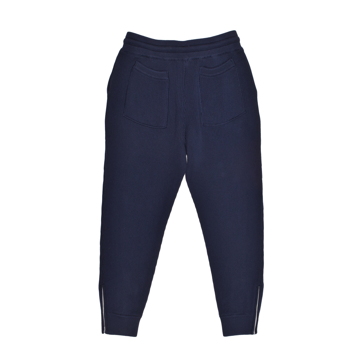 BRUNELLO CUCINELLI MEN'S NAVY RIBBED COTTON SWEATPANTS