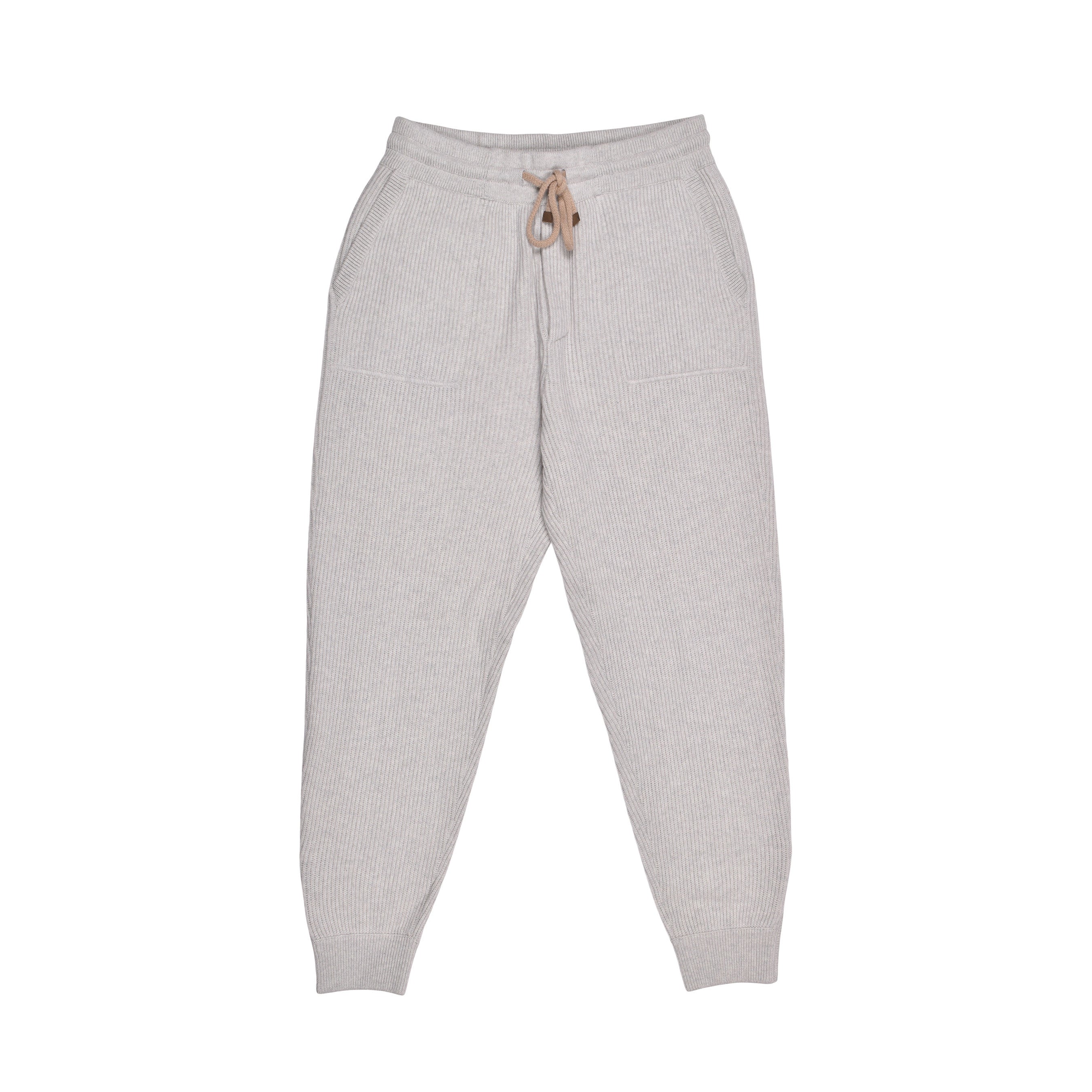 BRUNELLO CUCINELLI MEN'S GRAY CASHMERE KNIT SWEATPANTS