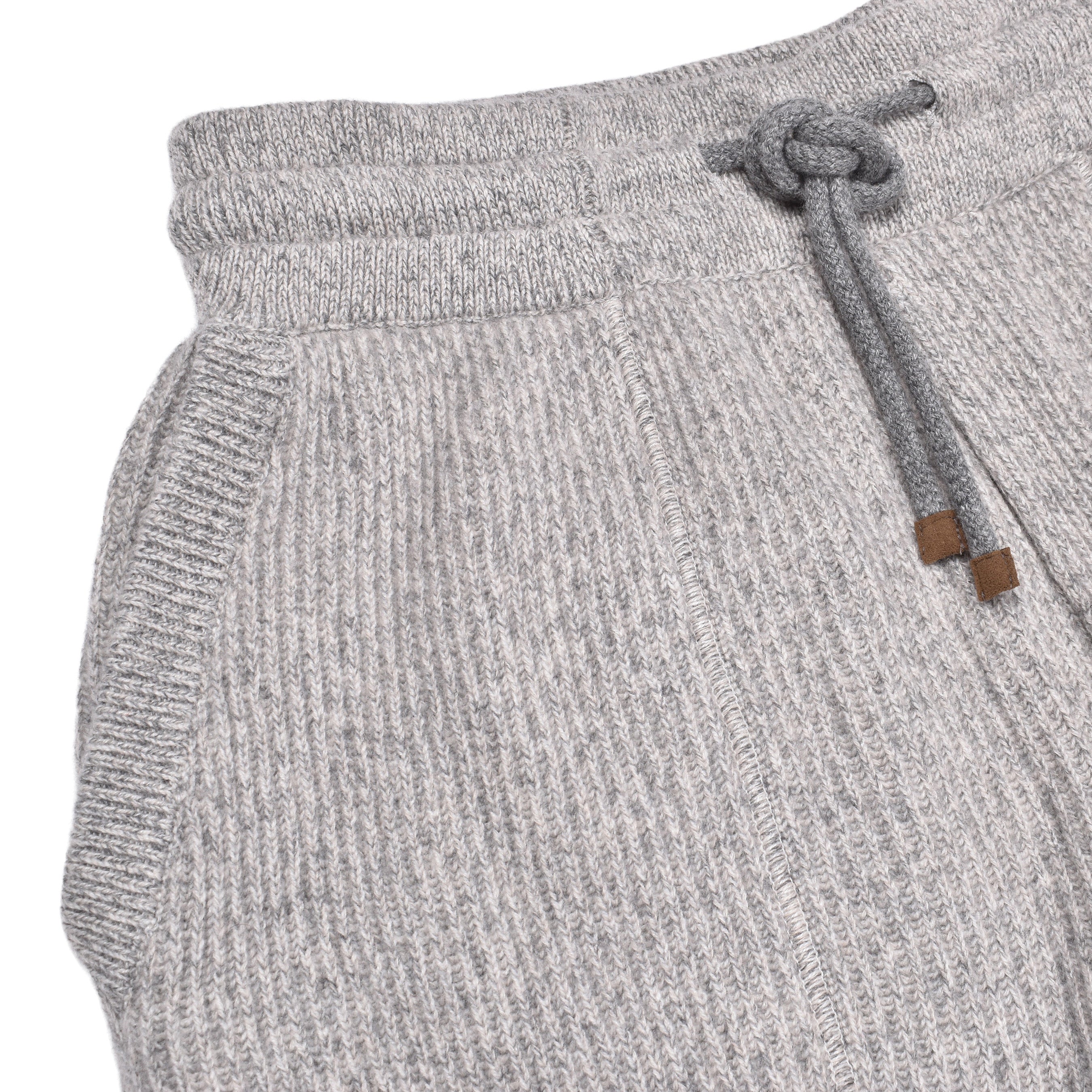 BRUNELLO CUCINELLI MEN'S GRAY CASHMERE DRAWSTRING TROUSERS