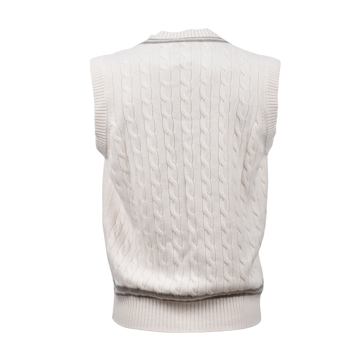 BRUNELLO CUCINELLI MEN'S CREAM CASHMERE CABLE KNIT SWEATER VEST