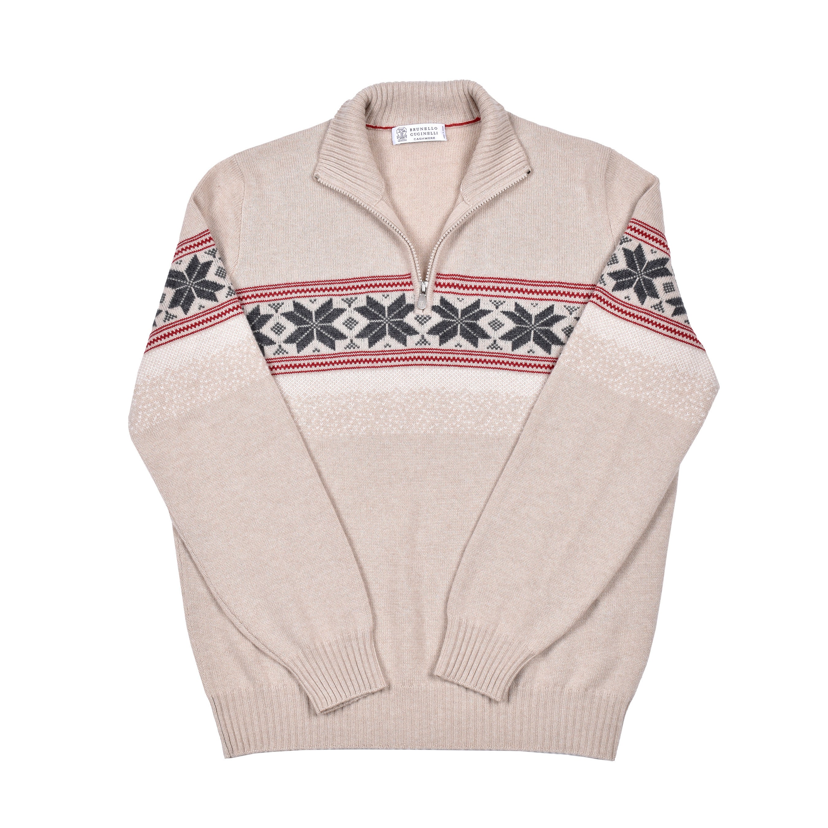 BRUNELLO CUCINELLI MEN'S 100% CASHMERE CASUAL 1/4 ZUP UP SWEATER