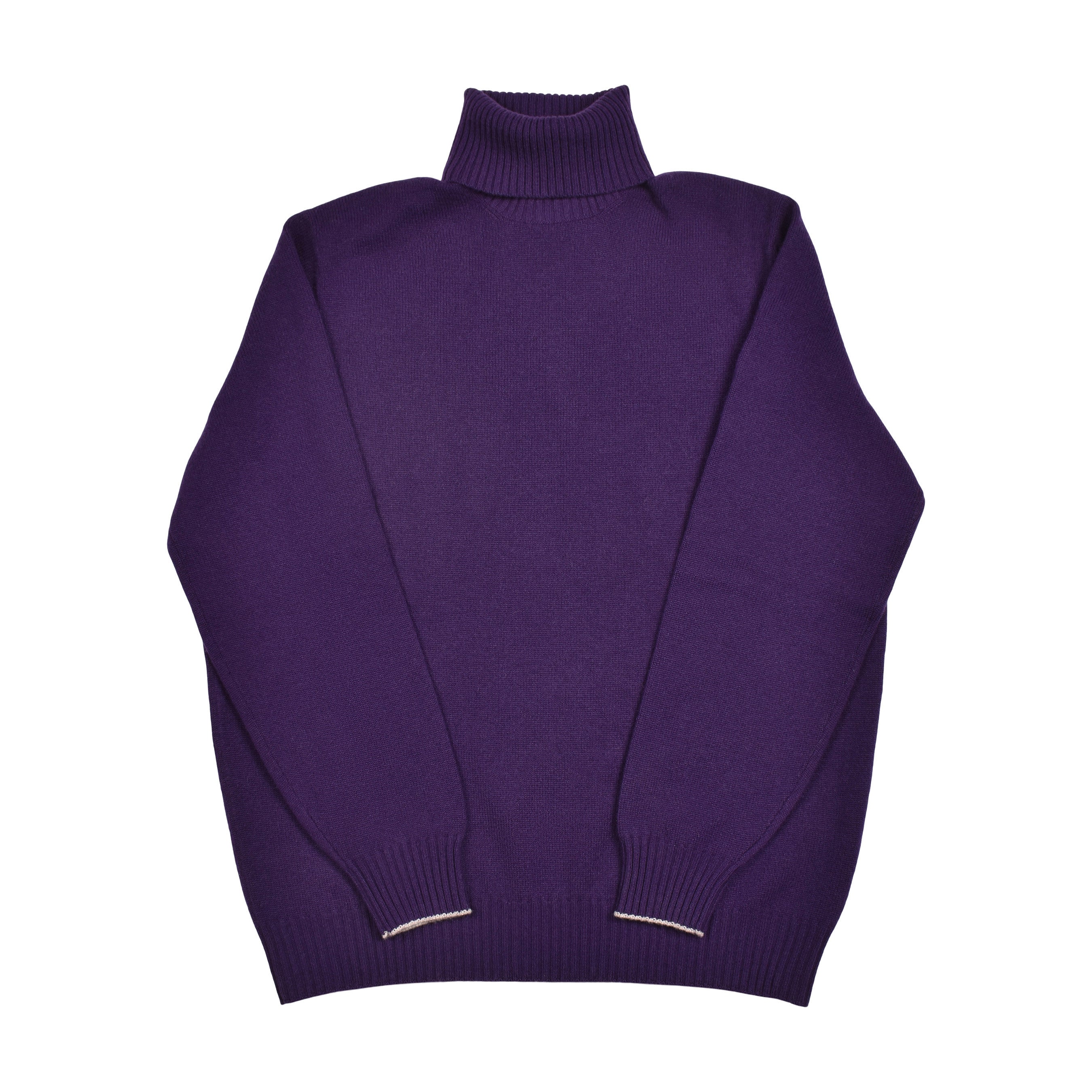 BRUNELLO CUCINELLI MEN'S PURPLE CASHMERE TURTLENECK SWEATER