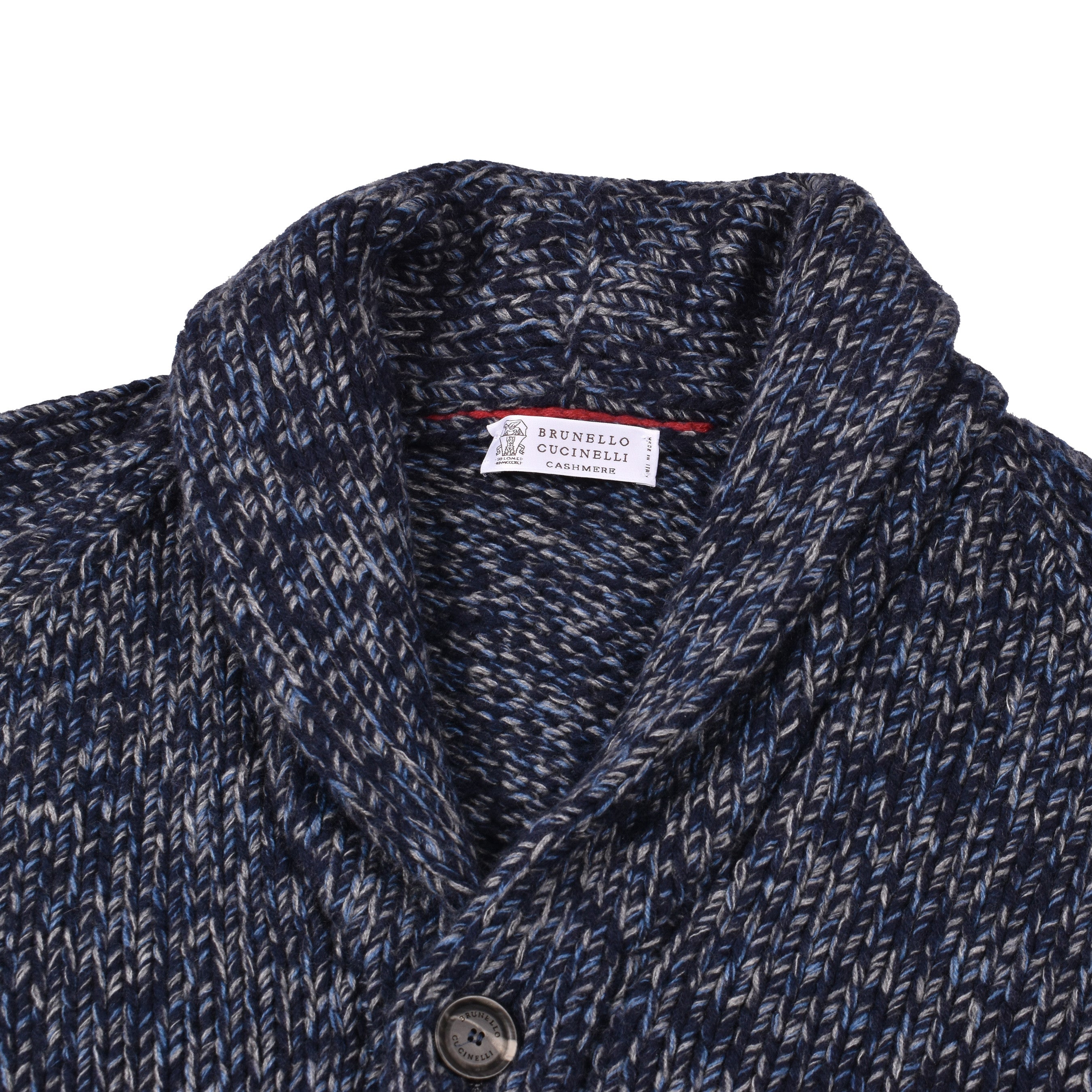 BRUNELLO CUCINELLI MEN'S BLUE CASHMERE BLEND KNIT CARDIGAN