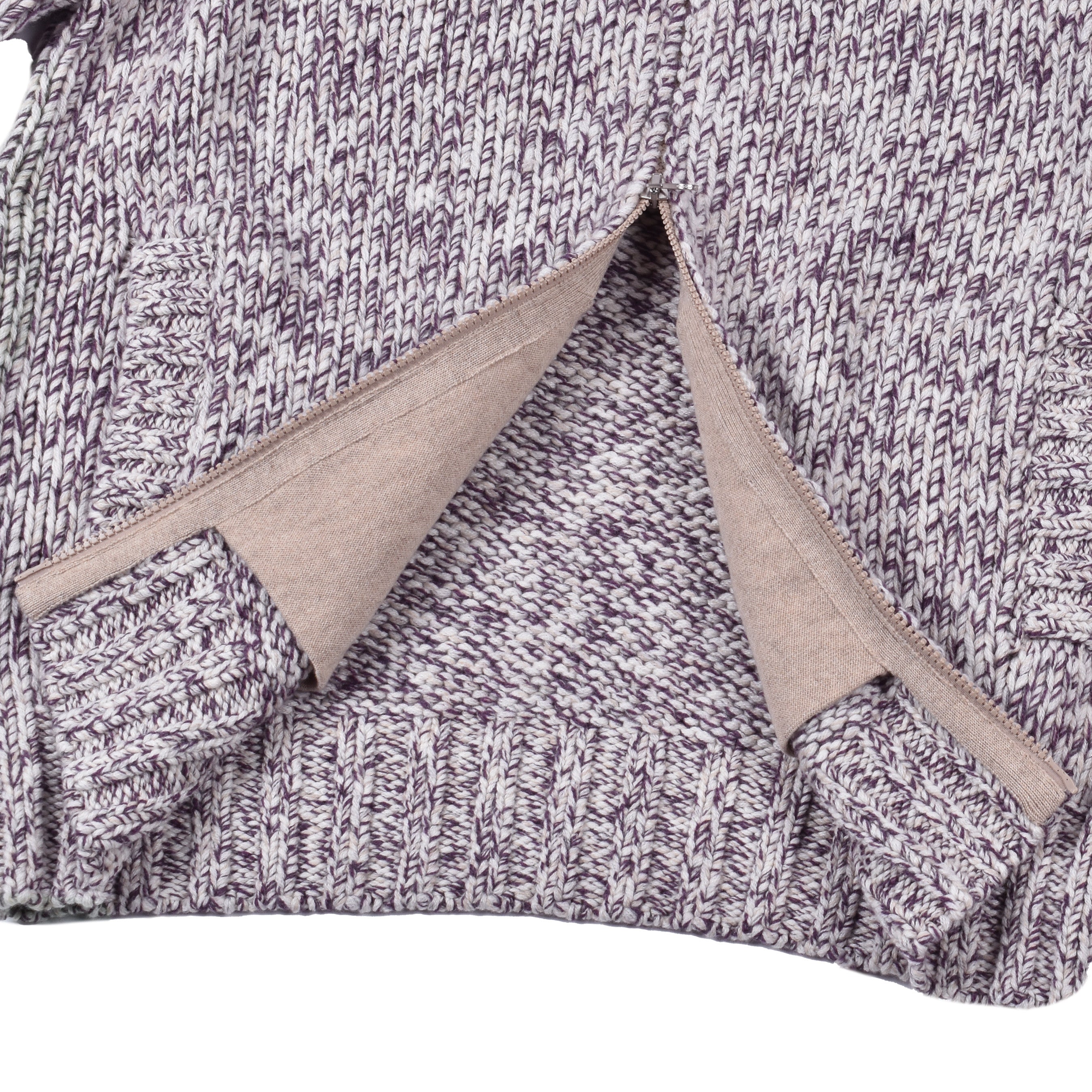 BRUNELLO CUCINELLI MEN'S ECRU CASHMERE BLEND ZIP CARDIGAN