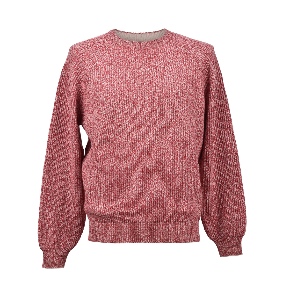 BRUNELLO CUCINELLI MEN'S RED WOOL SILK SWEATER