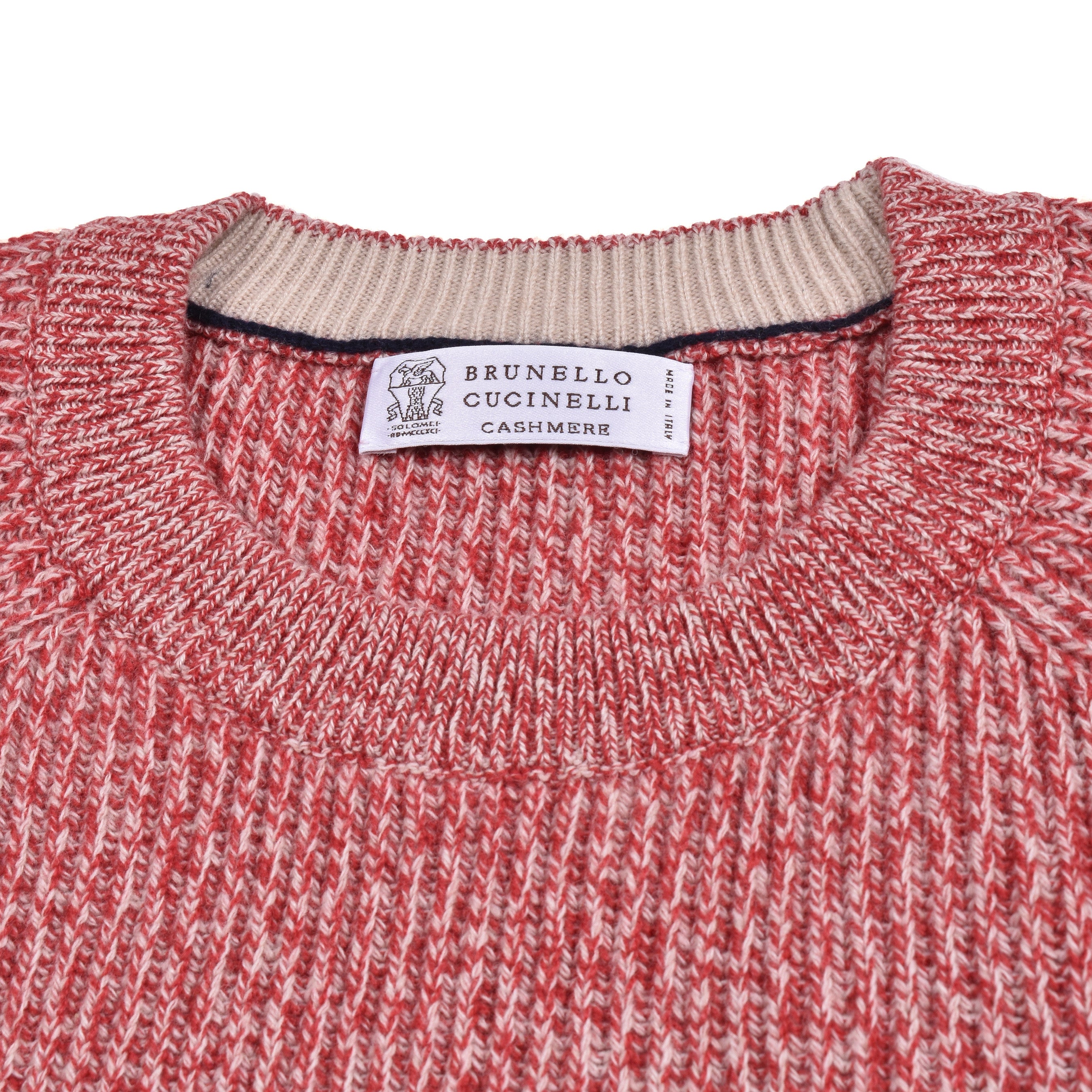 BRUNELLO CUCINELLI MEN'S RED WOOL SILK SWEATER