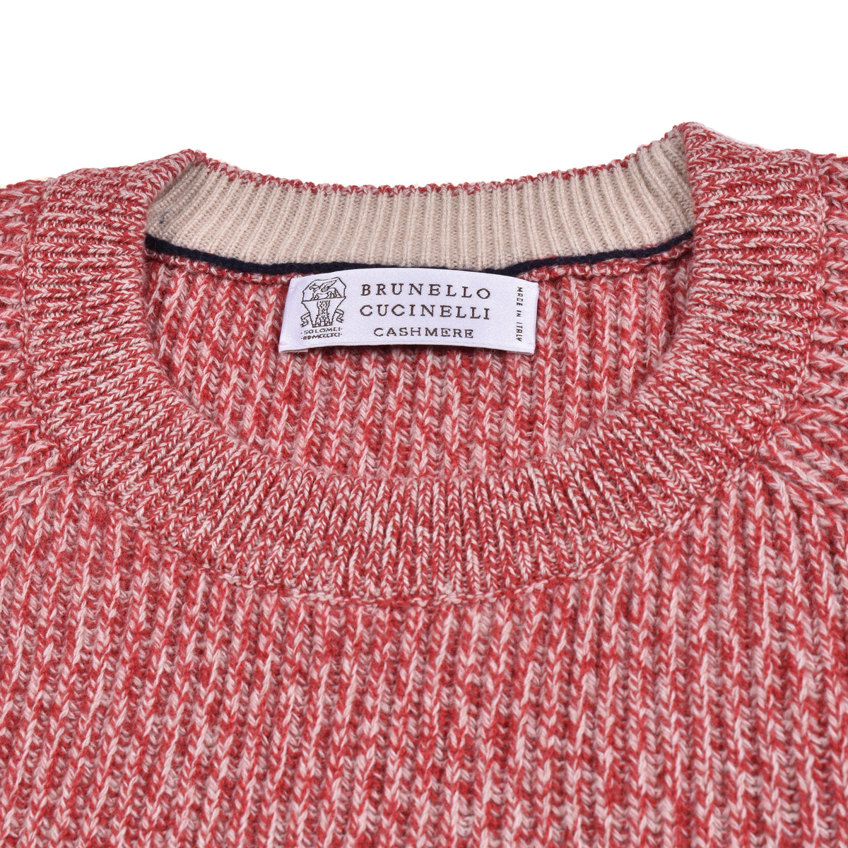 BRUNELLO CUCINELLI MEN'S RED WOOL SILK SWEATER