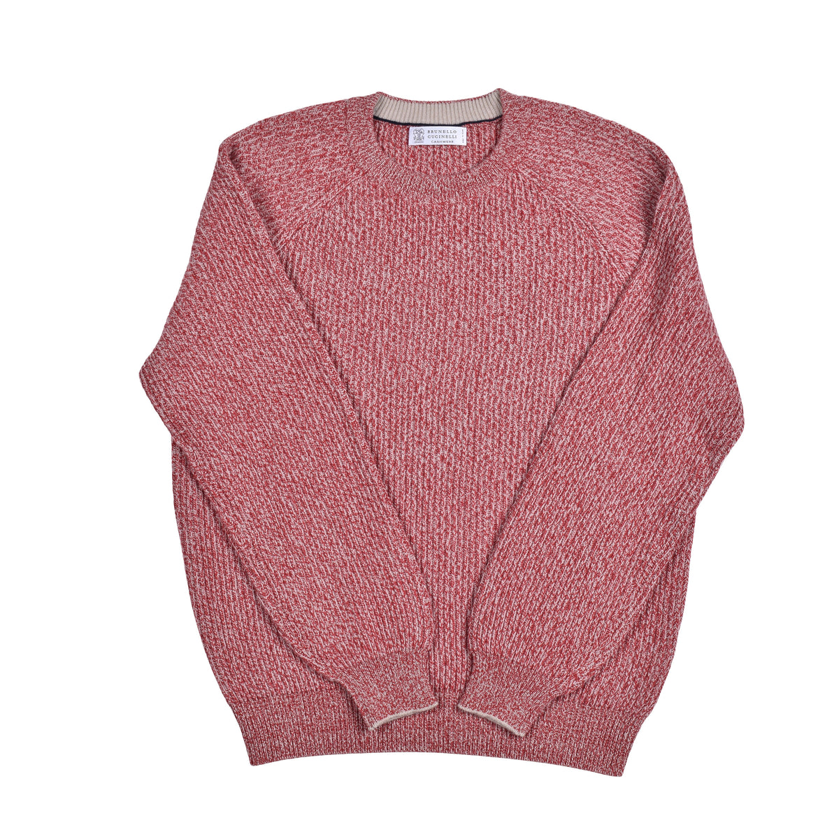 BRUNELLO CUCINELLI MEN'S RED WOOL SILK SWEATER