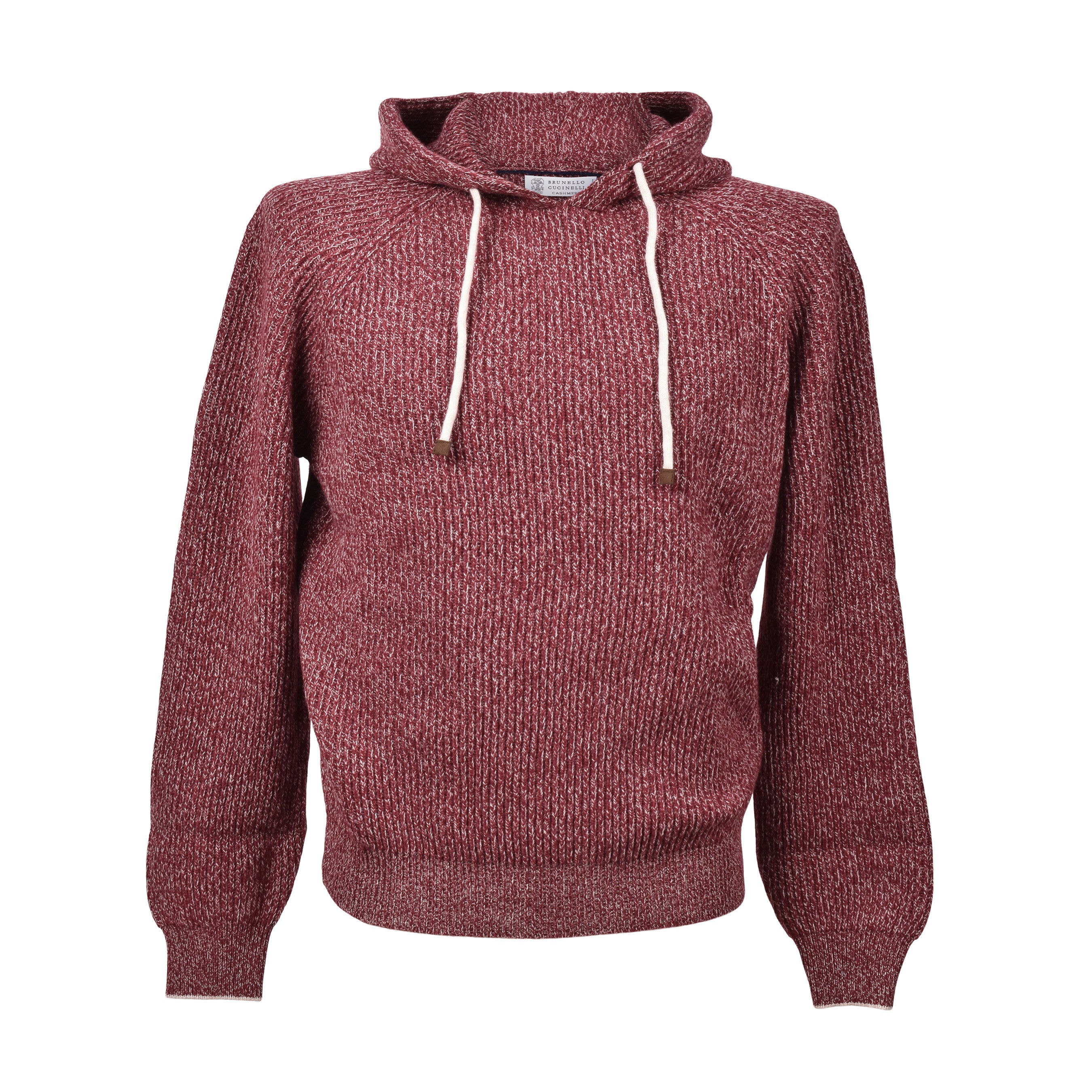 BRUNELLO CUCINELLI MEN'S RED WOOL SILK CASHMERE SWEATER