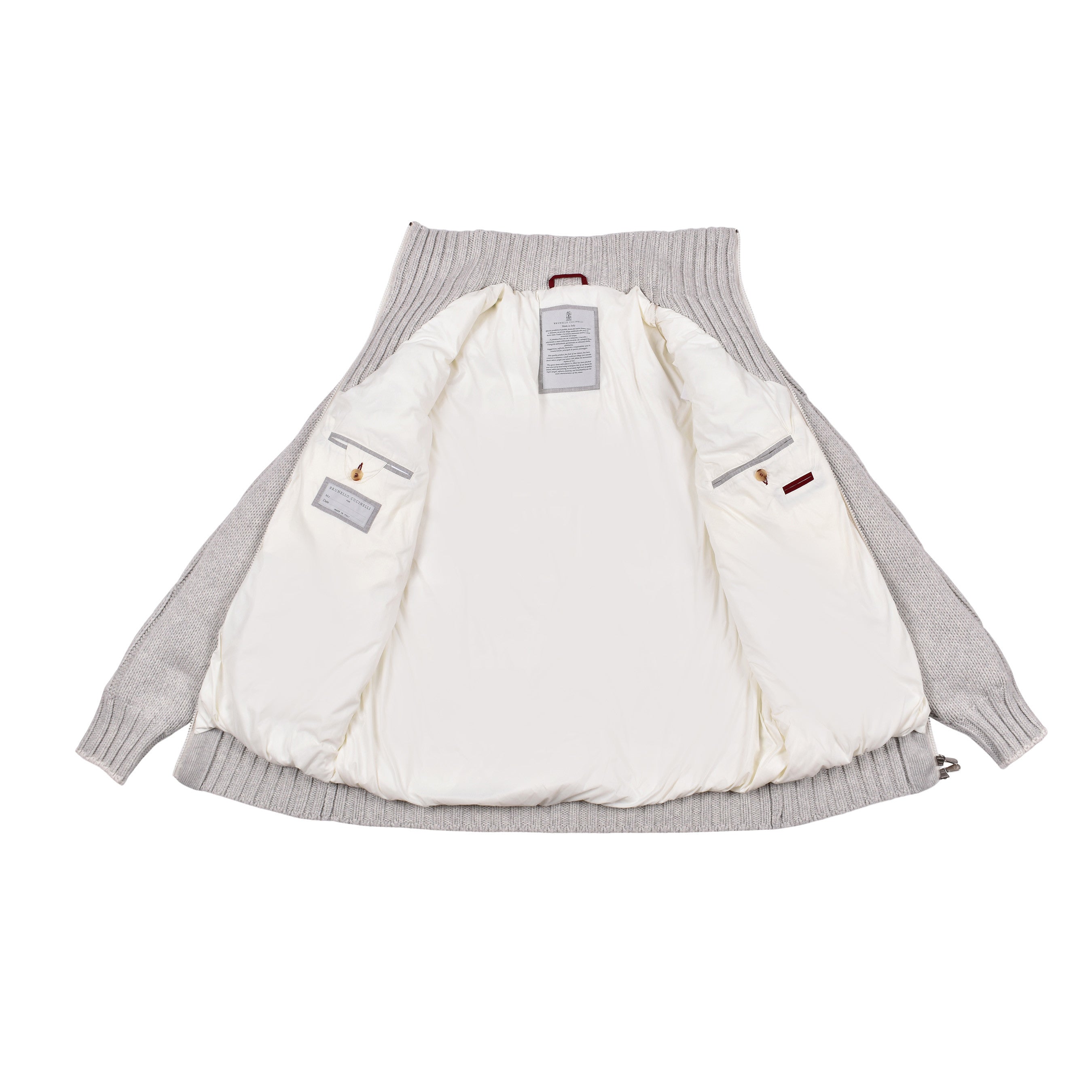 BRUNELLO CUCINELLI MEN'S 100% CASHMERE CARDIGAN STLYE CABLE KNIT PUFFER JACKET