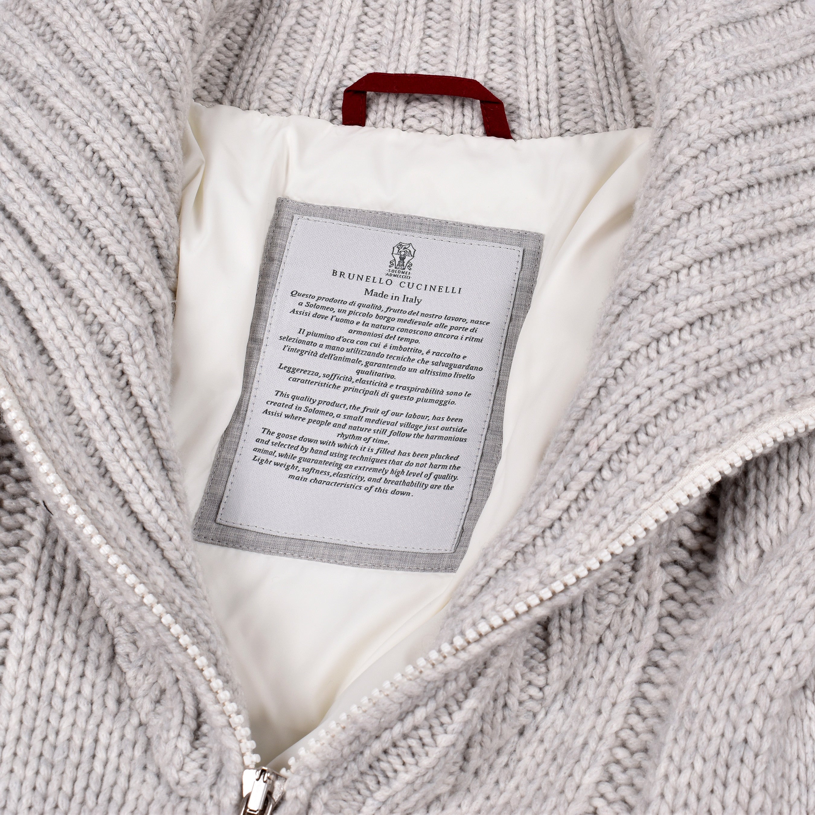 BRUNELLO CUCINELLI MEN'S 100% CASHMERE CARDIGAN STLYE CABLE KNIT PUFFER JACKET