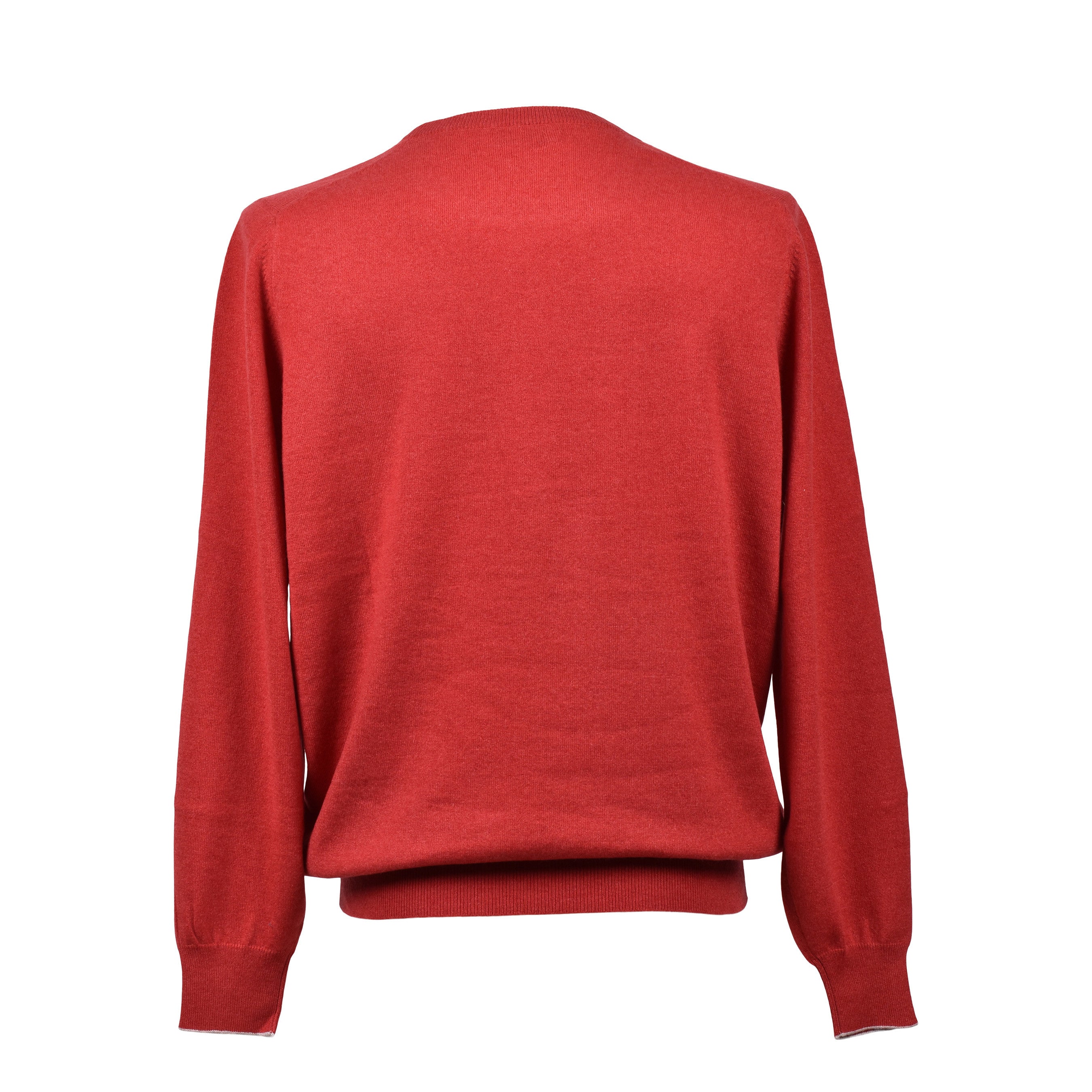 BRUNELLO CUCINELLI MEN'S RED CASHMERE CREWNECK SWEATER
