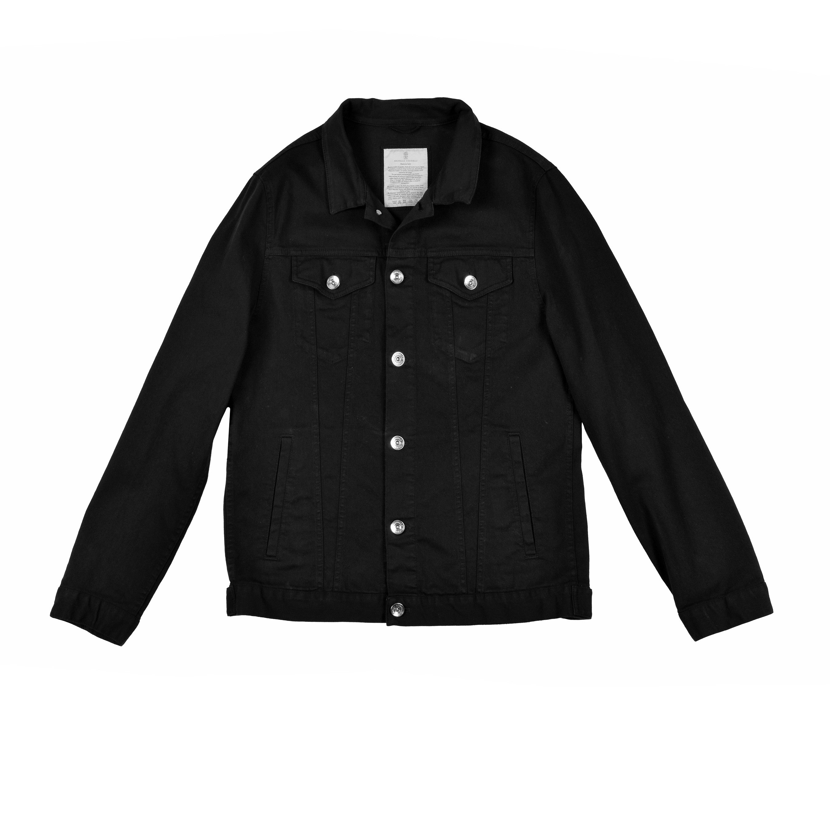BRUNELLO CUCINELLI MEN'S 100% COTTON JET BLACK DENIM OUTERWEAR JACKET NEW